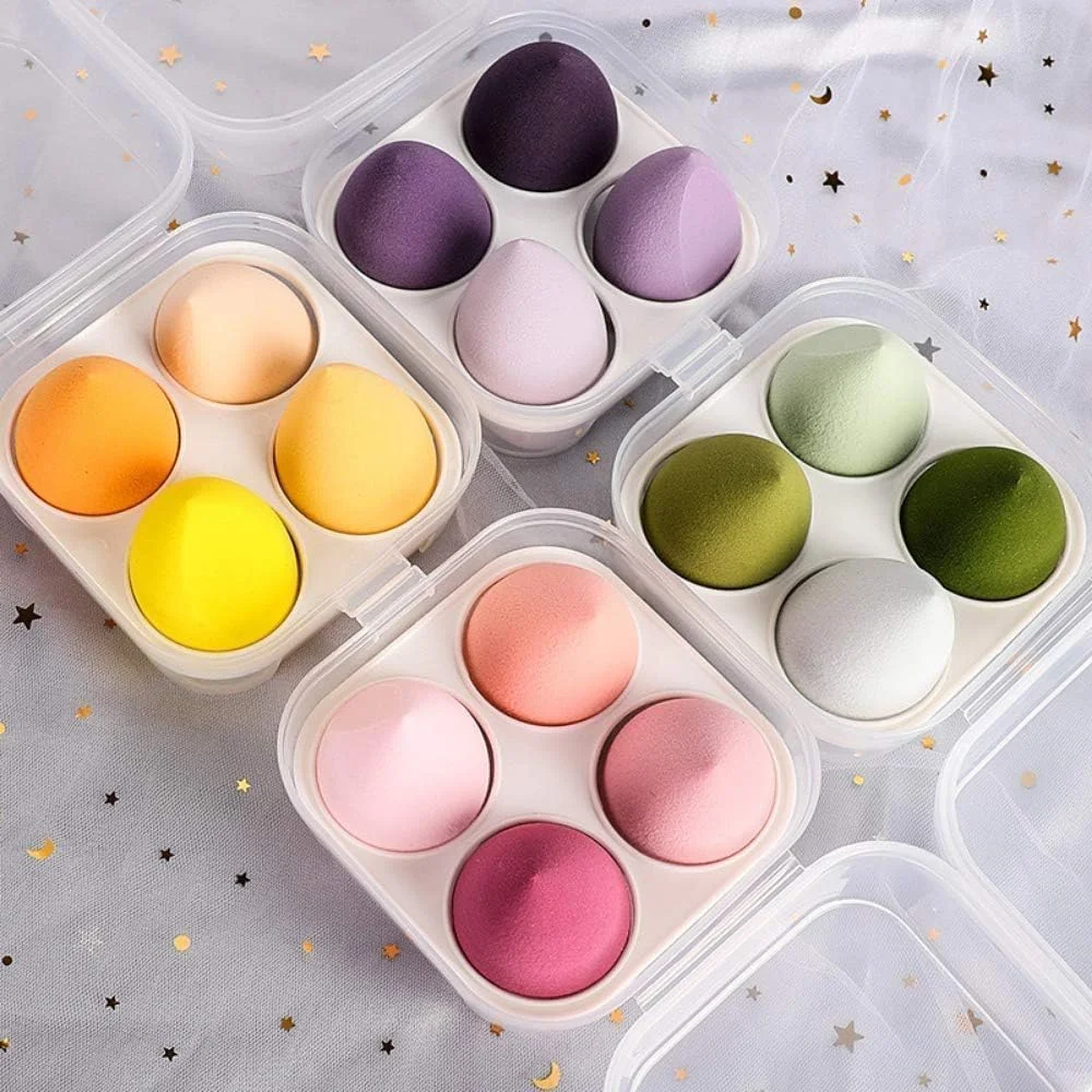 ای سی وی وی [بسته 4 عددی] اسفنج آرایشی، اسفنج ترکیب کننده کرم پودر، ایده آل برای هایلایتر، پودر، کرم یا استفاده از مایعات آرایشی، رنگ های متنوع