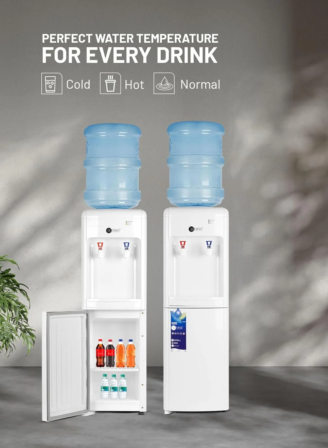 AFRA Water Dispenser with Dry Storage Cabinet | Hot & Cold | Fast Heating & Cooling | Double Thermostat | 640W | AF-9050WDWH | White | 2-Year Warranty