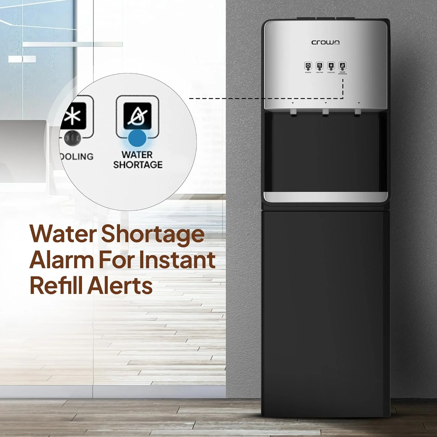 آبسردکن ایستاده تاج با بارگیری از پایین | ظرفیت 5 گالن (18.9 لیتر) | آب گرم، سرد و معمولی | دارای قفل ایمنی کودک | مناسب برای خانه، دفتر کار | مدل WD-406 آبسردکن ایستاده تاج با بارگیری از پایین | ظرفیت 5 گالن (18.9 لیتر) | آب گرم، سرد و معمولی | دارای قفل ایمنی کودک | مناسب برای خانه، دفتر کار | مدل WD-406