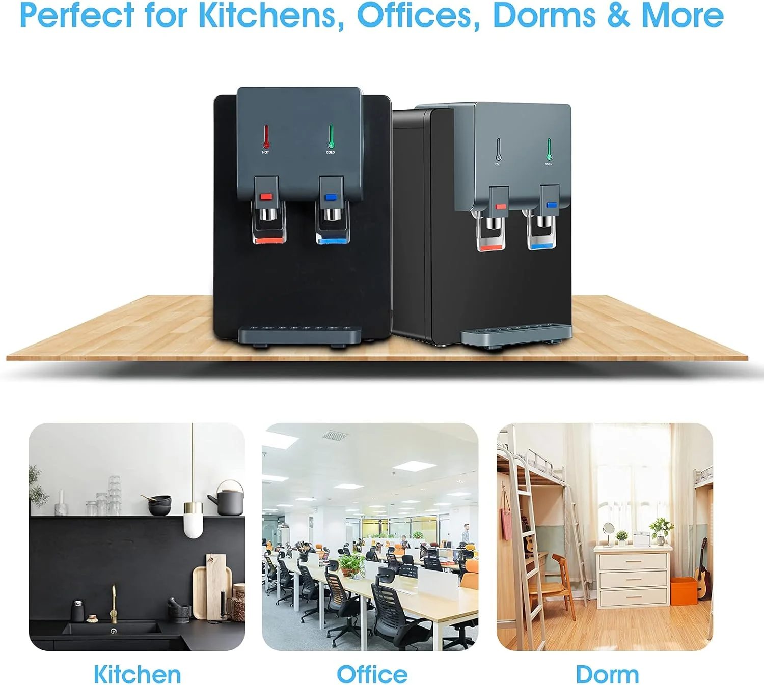 آبسردکن رومیزی ممتاز ACCVI، مناسب برای بطری های 3 یا 5 گالن، بارگیری از بالا، آب گرم و سرد، قفل ایمنی کودک، طراحی جمع و جور ایده آل برای خانه ها، آشپزخانه ها، دفاتر، خوابگاه ها، مشکی