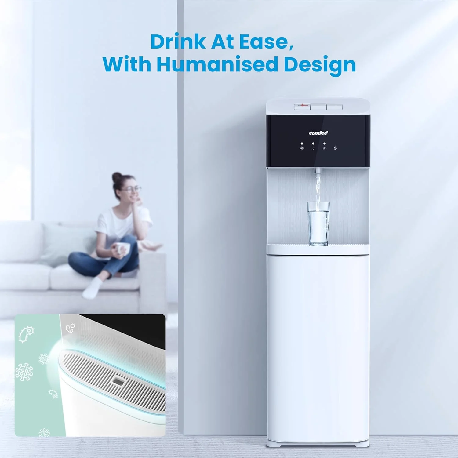 آبسردکن کامفی، بارگیری از پایین، دمای گرم، سرد و محیط، ایستاده، کنترل لمسی، قفل ایمنی کودک، نشانگر خالی بودن بطری برای خانه، آشپزخانه، دفتر، سفید، YL2236S آبسردکن کامفی، بارگیری از پایین، دمای گرم، سرد و محیط، ایستاده، کنترل لمسی، قفل ایمنی کودک، نشانگر خالی بودن بطری برای خانه، آشپزخانه، دفتر، سفید، YL2236S