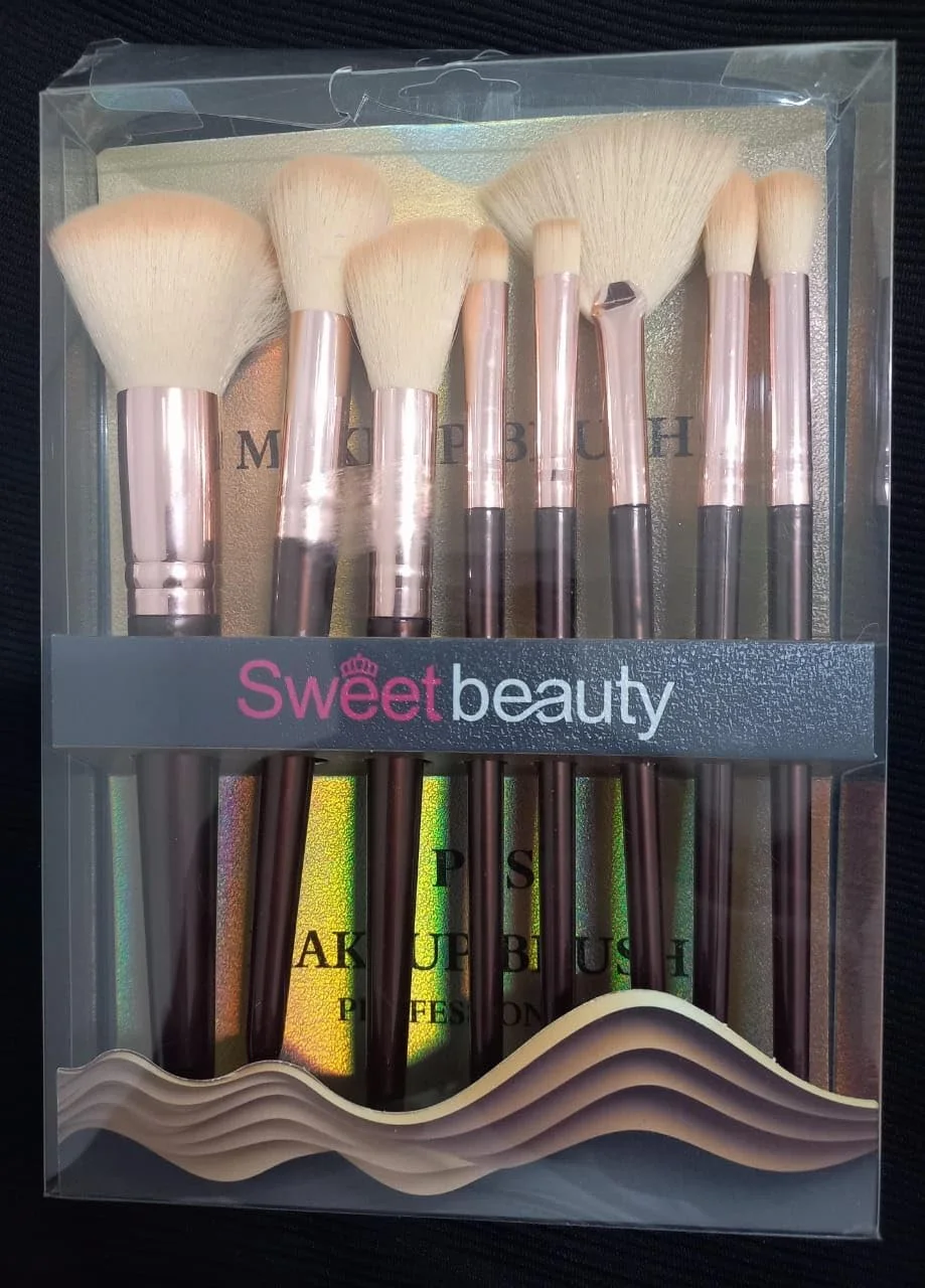 ست برس آرایشی حرفه ای Sweet Beauty، ۸ تکه، موهای فوق العاده ظریف، دسته رزگلد