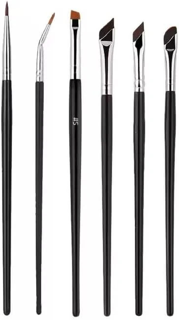 ست برس آرایشی حرفه ای ساتلج، 6 تکه، برس های موی طبیعی برای سایه چشم، خط چشم، کانسیلر، رژگونه، محصولات لب، مشکی (مشکی)