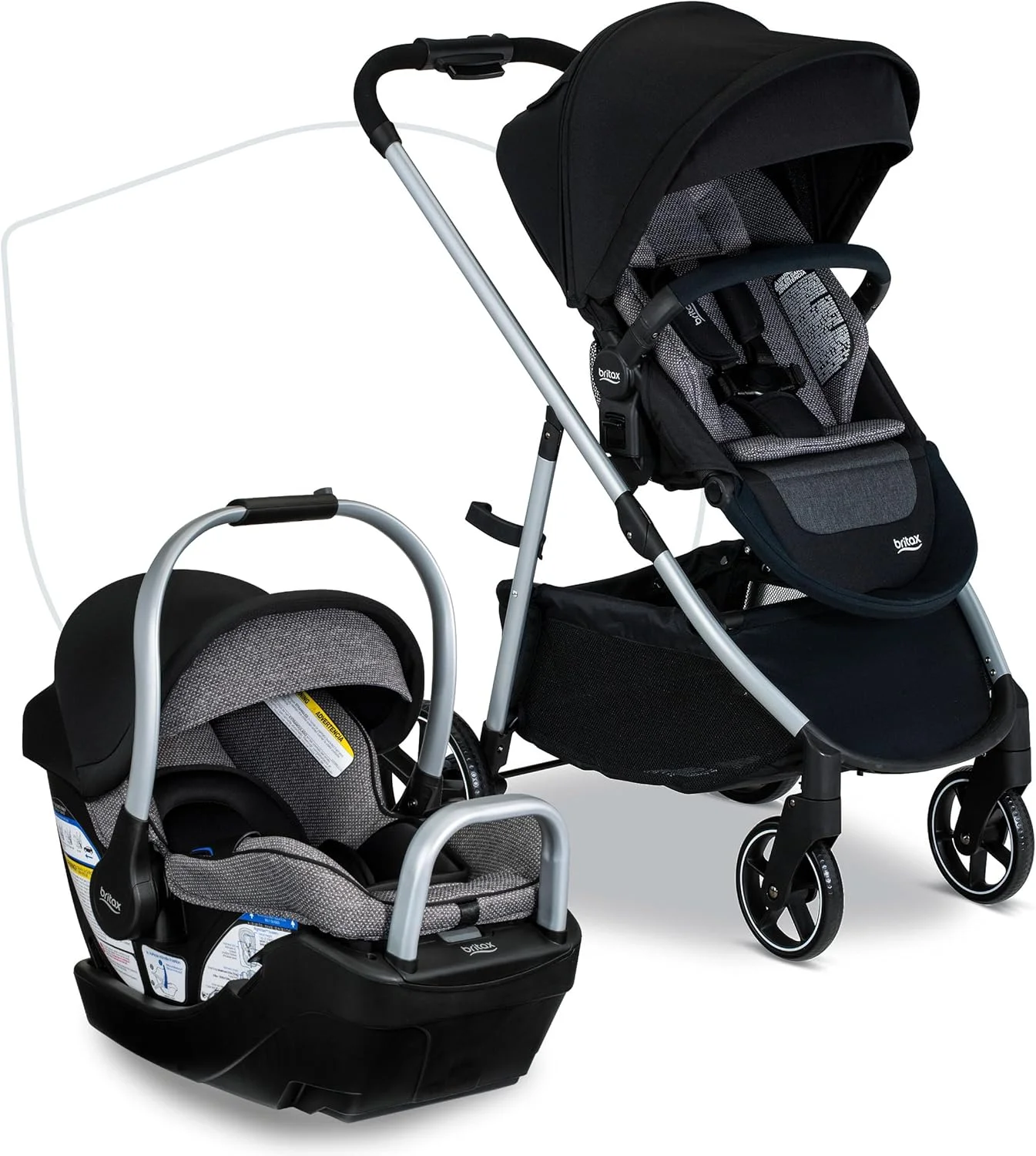 ست مسافرتی نوزاد Britax Willow Grove SC، صندلی ماشین نوزاد و کالسکه با پایه Alpine، فناوری ClickTight، SafeWash، Pindot Onyx ست مسافرتی نوزاد Britax Willow Grove SC، صندلی ماشین نوزاد و کالسکه با پایه Alpine، فناوری ClickTight، SafeWash، Pindot Onyx