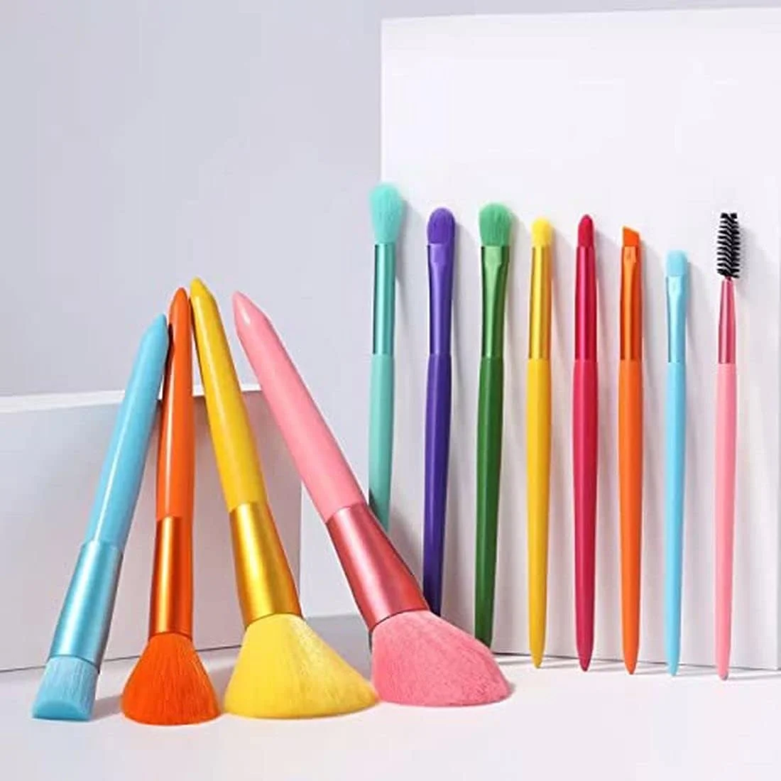 ست برس آرایشی استانهاب 12 عددی رنگین کمانی ممتاز مصنوعی برای کرم پودر، پودر، کرم، ترکیب، صورت، چشم، سایه، کانسیلر، رژگونه، خط چشم، ابرو