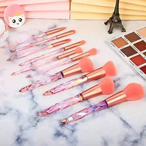 ست برس آرایشی حرفه ای STUNHUB طرح تک شاخ، شامل برس سایه چشم، خط چشم، ترکیب کننده، کرم پودر، کانسیلر، رژ لب و ابزار آرایشی برای دختران (10 عدد)