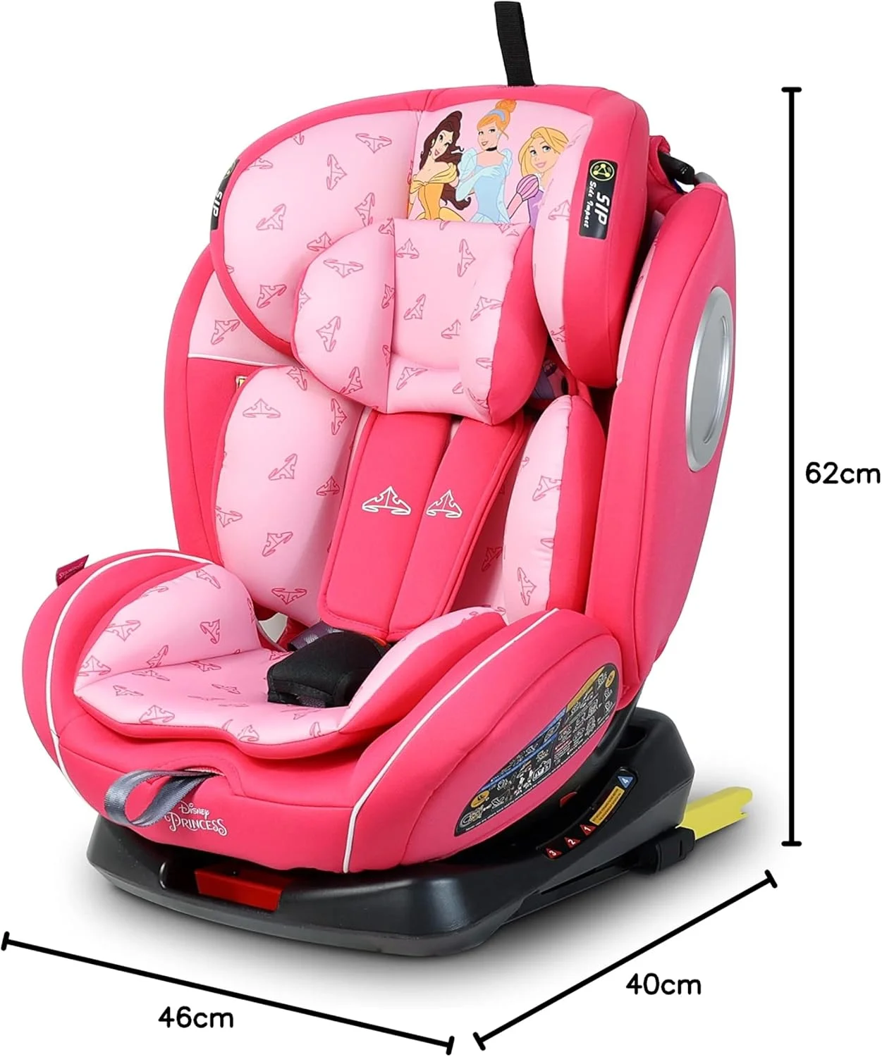 صندلی ماشین کودک/بچه گانه دیزنی پرنسس 4 در 1 با چرخش 360 درجه و قابلیت تنظیم 4 حالته، دارای سیستم ISOFIX و محافظت از ضربه جانبی، مناسب برای نوزادان 0 ماهه تا 12 ساله، گروه 0+/1/2/3، تا 36 کیلوگرم (محصول رسمی دیزنی)