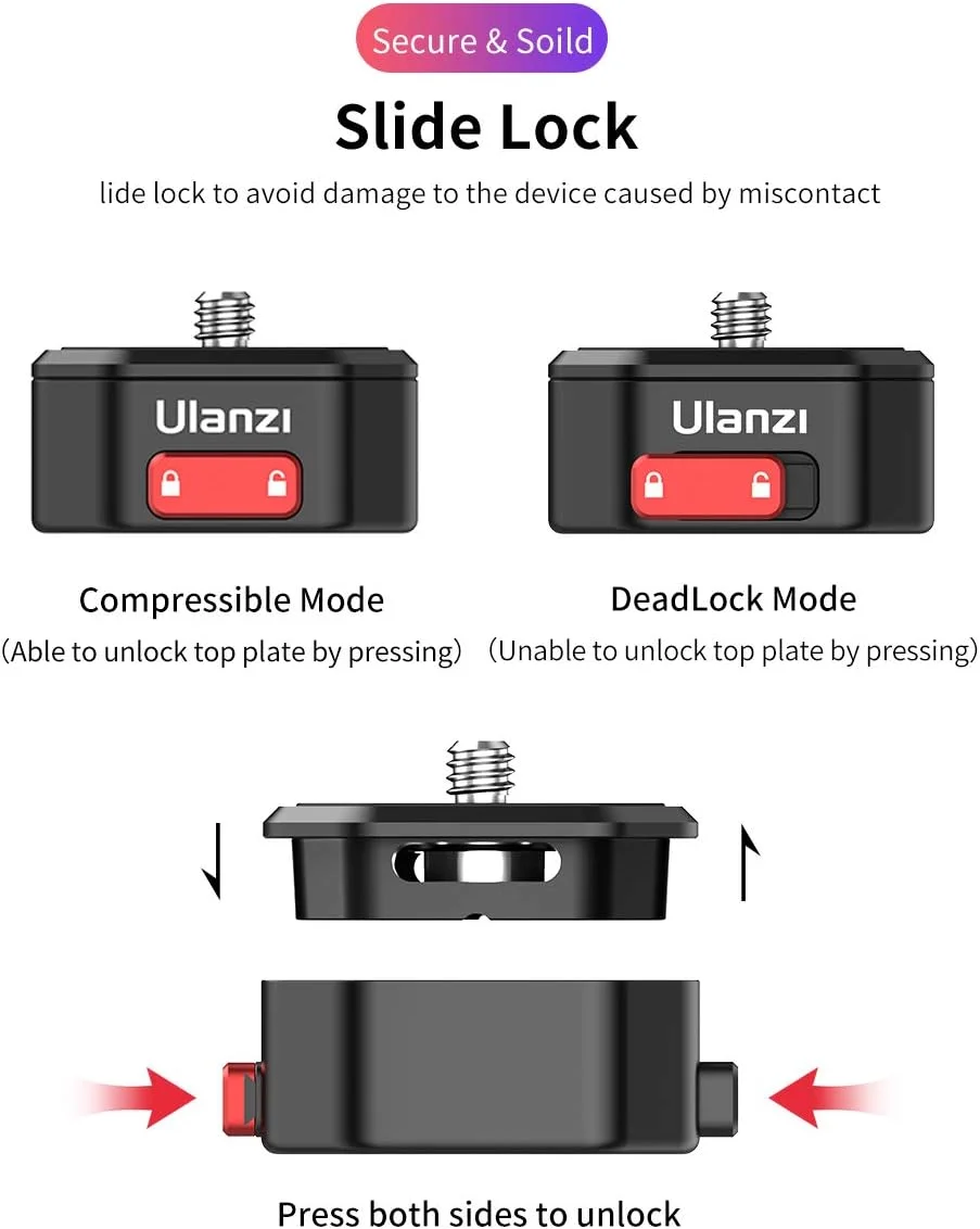 ULANZI Claw Quick Release Camera Mount, Metal Quick Release Plate with 1/4'' Screw, Quick Rlease Tripod Mount for DSRL Cameras/Gimble/Tripod/Monopod/Ball Head/Slider