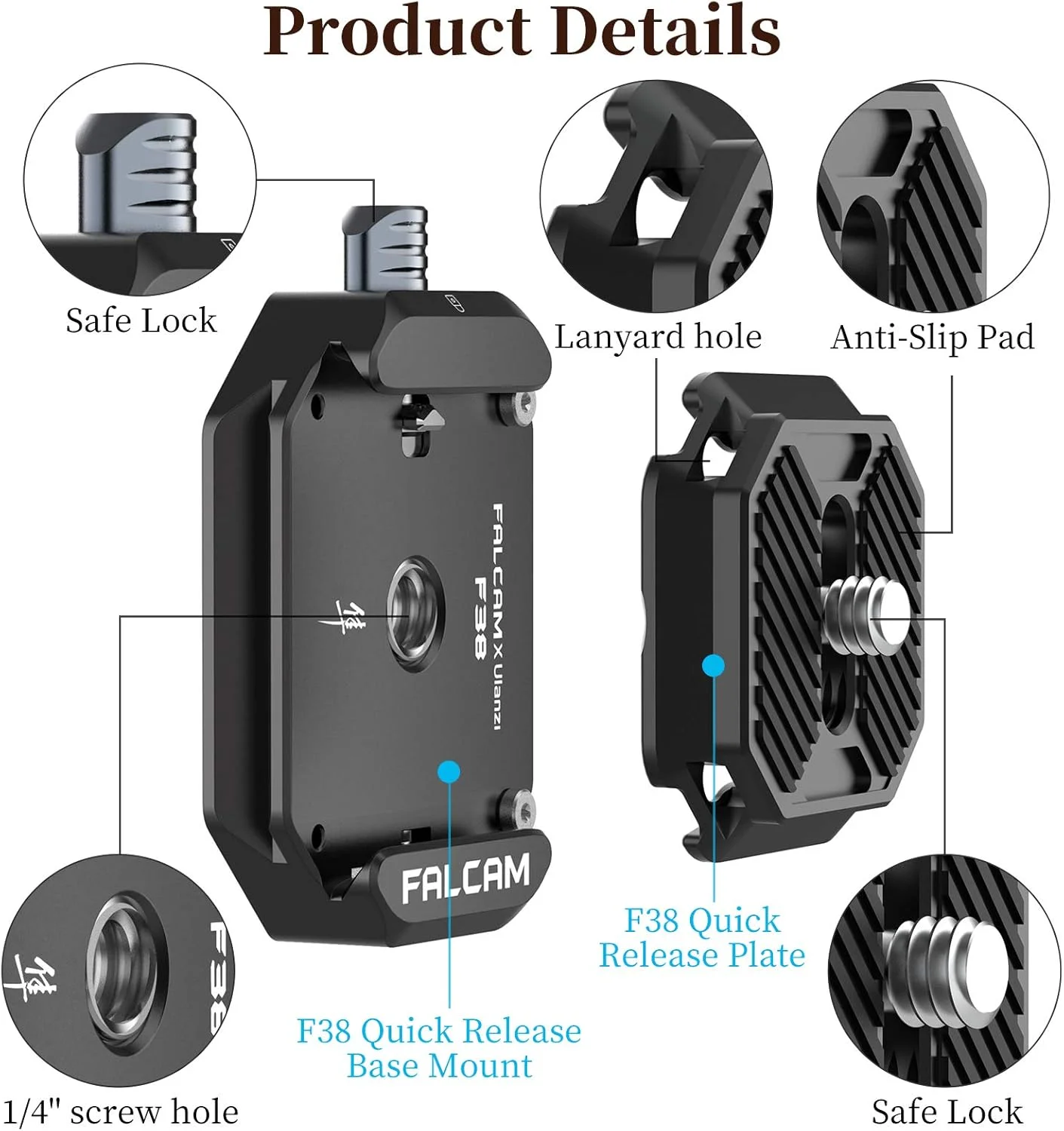 صفحه اتصال سریع دوربین ULANZI F38 با رزوه پیچ 1/4 اینچ به 3/8 اینچ، سیستم اتصال سریع QR صفحه آداپتور پایه سه پایه دوربین برای Sony Canon Monopod DSLR Stabilizer Slider DJI Switch Between Stablizer صفحه اتصال سریع دوربین ULANZI F38 با رزوه پیچ 1/4 اینچ به 3/8 اینچ، سیستم اتصال سریع QR صفحه آداپتور پایه سه پایه دوربین برای Sony Canon Monopod DSLR Stabilizer Slider DJI Switch Between Stablizer