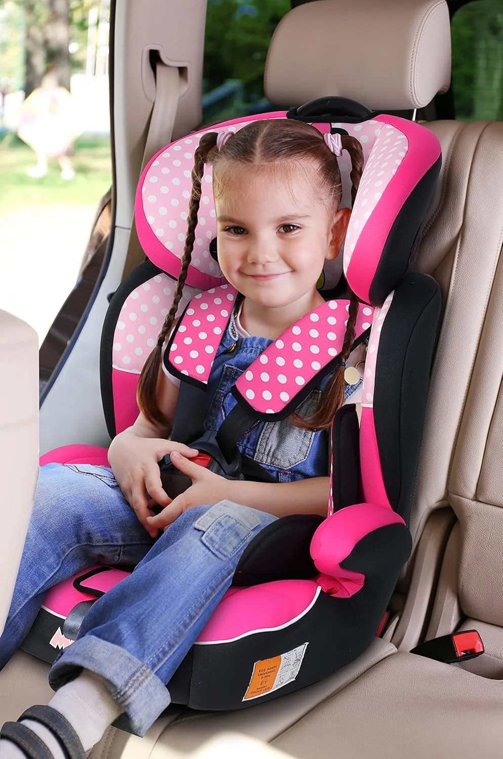 صندلی ماشین کودک دیزنی مینی موس 3 در 1 + صندلی تقویتی - پشتی قابل تنظیم - محافظت اضافی - مناسب از 9 ماهگی تا 12 سال (گروه 1/2/3)، تا 36 کیلوگرم (محصول رسمی دیزنی)