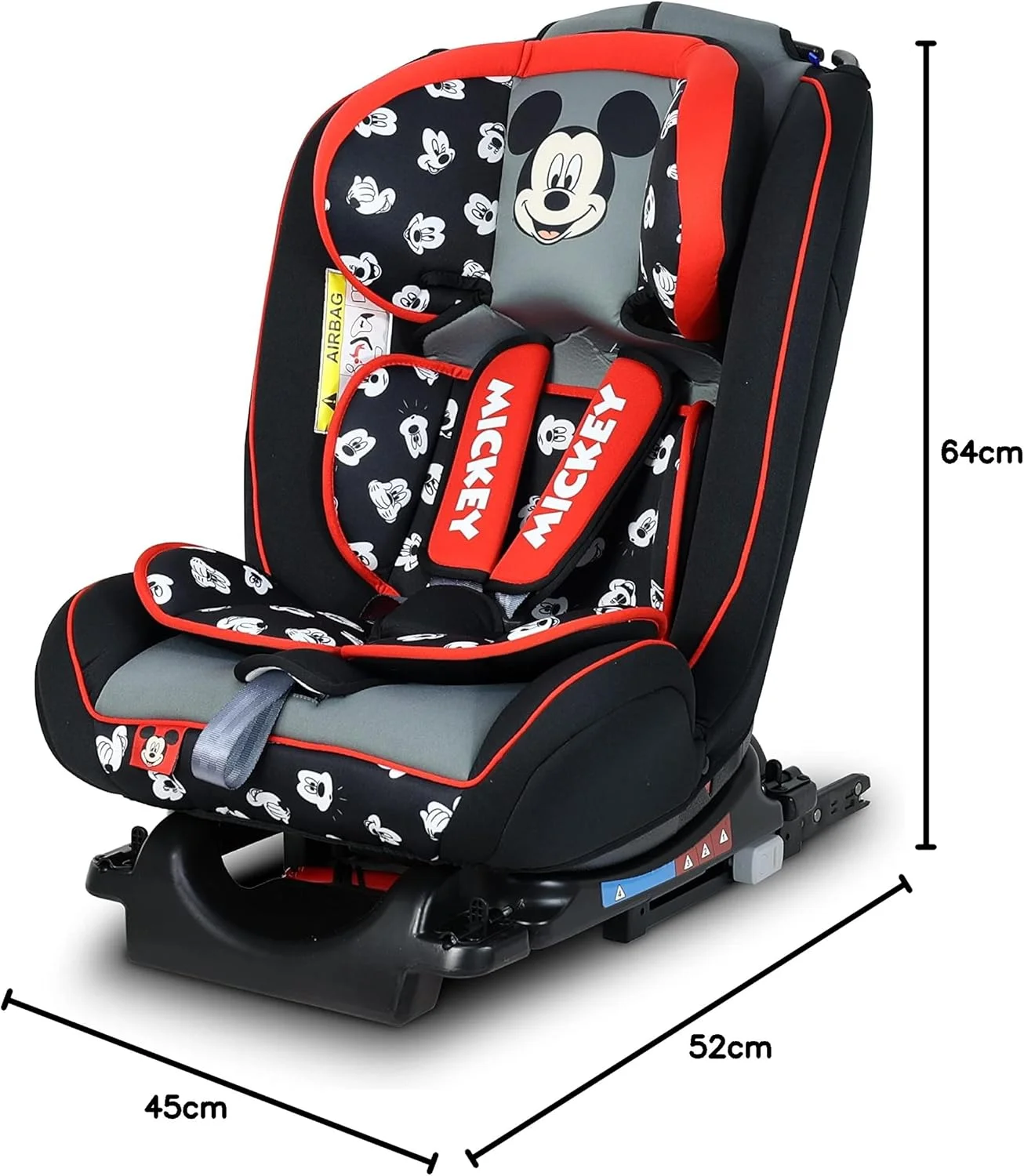صندلی ماشین کودک دیزنی میکی موس 4 در 1 - دارای 4 حالت تنظیم زاویه خواب - دارای ISOFIX برای ثبات - مناسب از 0 ماهگی تا 12 سالگی (گروه 0+/1/2/3)، تا 36 کیلوگرم (محصول رسمی دیزنی)