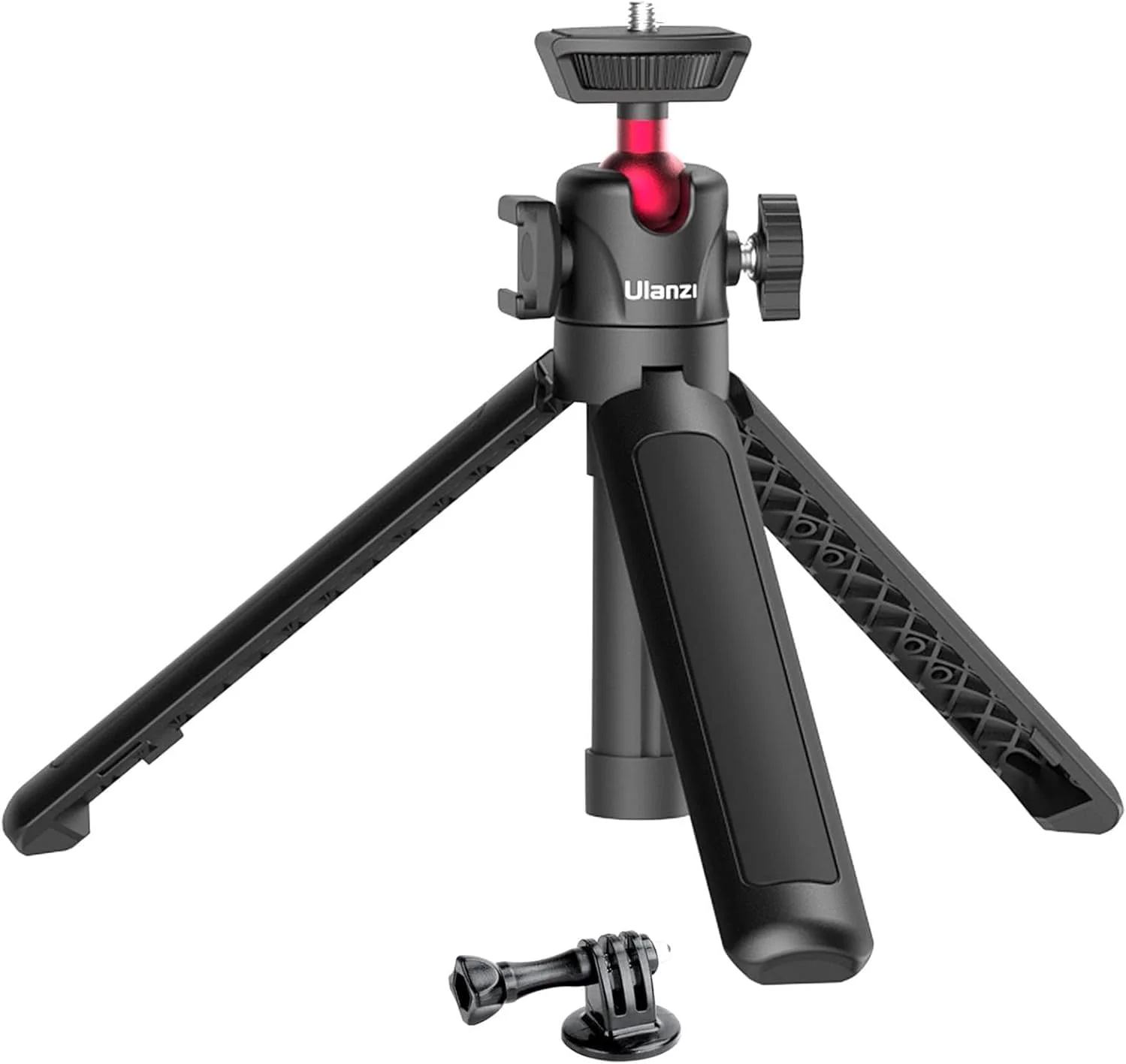 MT-16 Extendable Phone Camera Tripod, 4 Levels Adjustment 360° Ball Head Cold Shoe Lightweight Portable Vlog Travel Selfie Stick Handle Grip Desktop Webcam Tripod