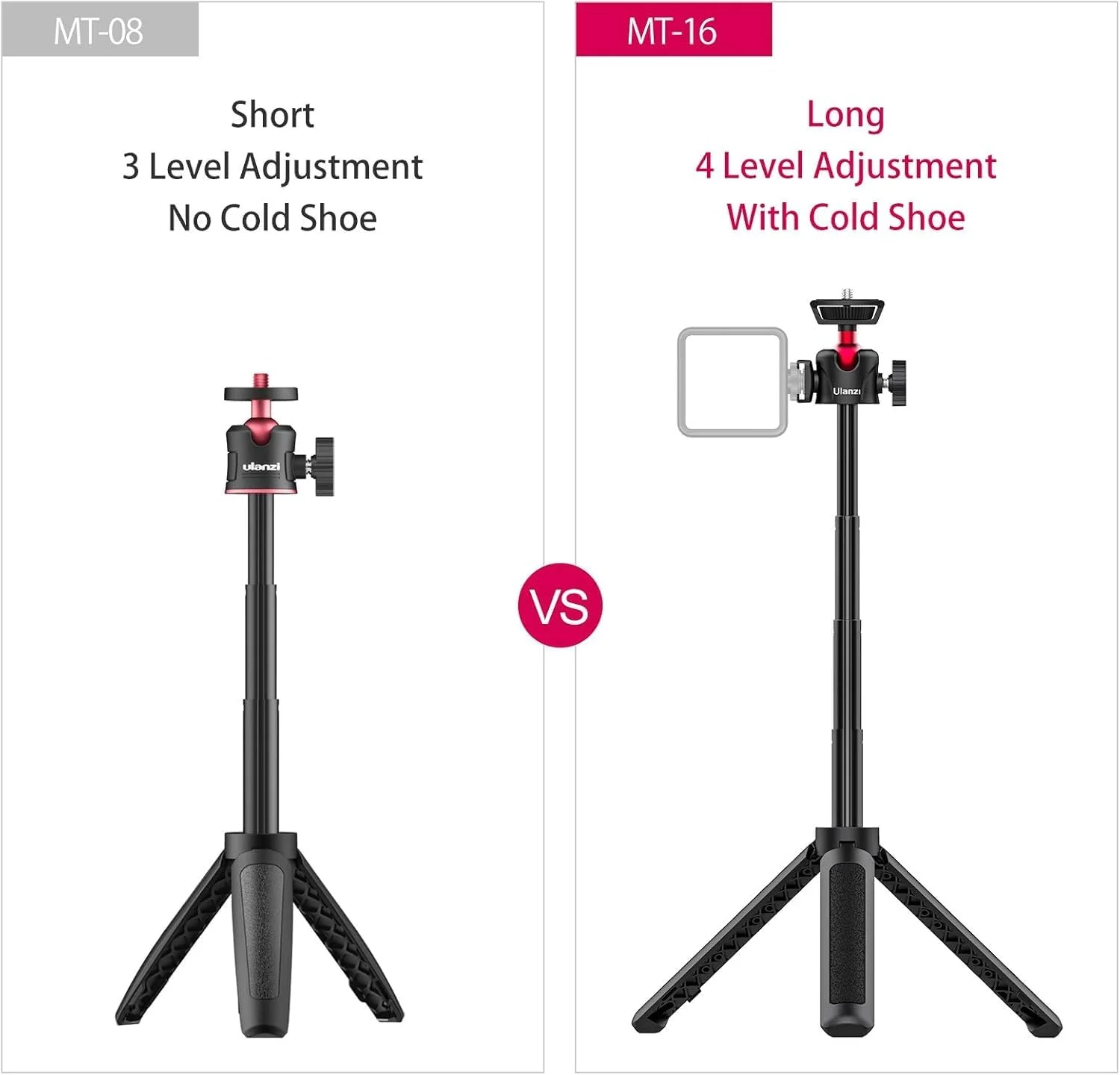 MT-16 Extendable Phone Camera Tripod, 4 Levels Adjustment 360° Ball Head Cold Shoe Lightweight Portable Vlog Travel Selfie Stick Handle Grip Desktop Webcam Tripod MT-16 Extendable Phone Camera Tripod, 4 Levels Adjustment 360° Ball Head Cold Shoe Lightweight Portable Vlog Travel Selfie Stick Handle Grip Desktop Webcam Tripod