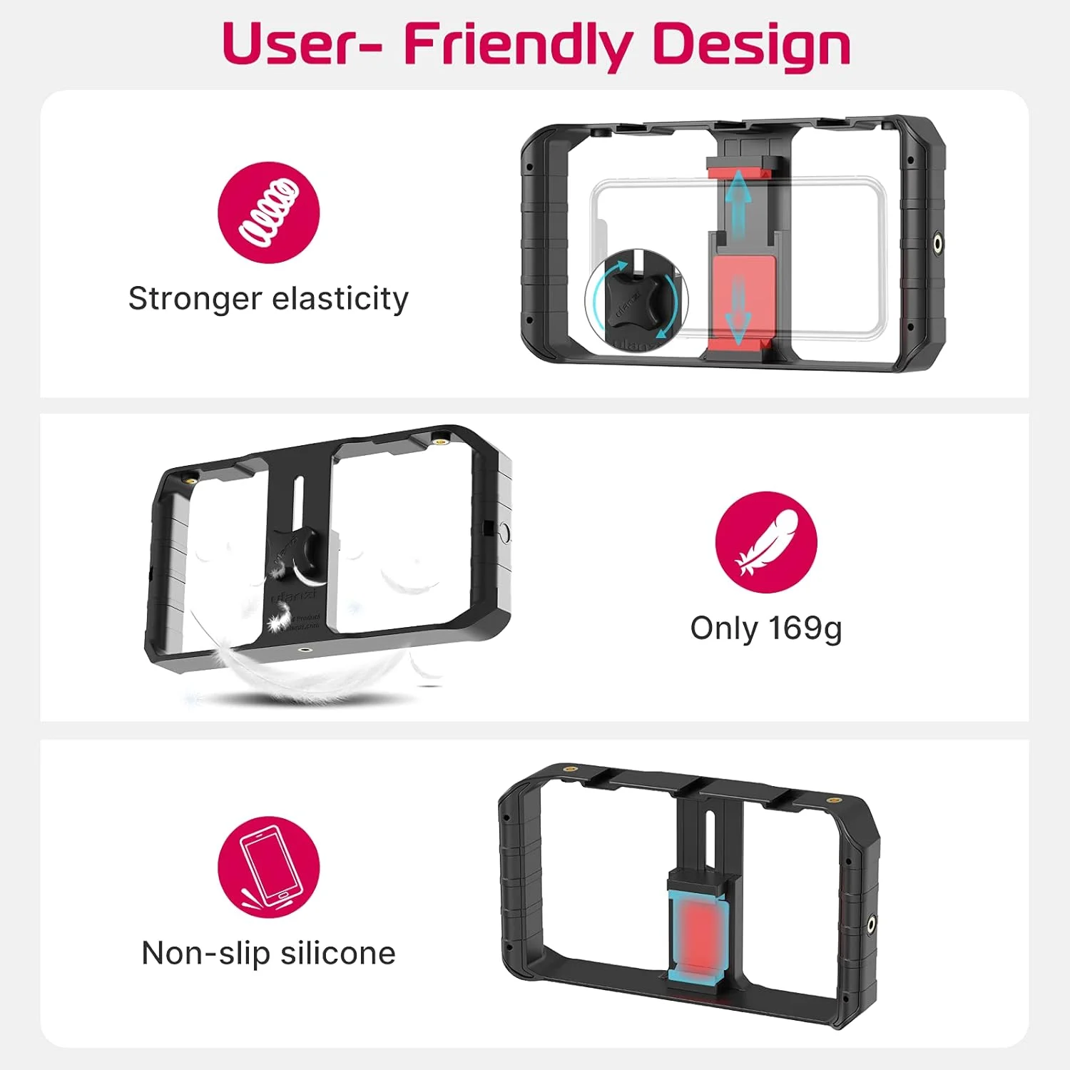 استابلایزر موبایل ULANZI U-Rig Pro، قفس فیلمبرداری گوشی موبایل با 3 پایه نور سرد، مناسب برای آیفون 15، 14، 13، 12، 11 پرو مکس/سامسونگ S22، S23 اولترا/هوآوی میت 60 استابلایزر موبایل ULANZI U-Rig Pro، قفس فیلمبرداری گوشی موبایل با 3 پایه نور سرد، مناسب برای آیفون 15، 14، 13، 12، 11 پرو مکس/سامسونگ S22، S23 اولترا/هوآوی میت 60