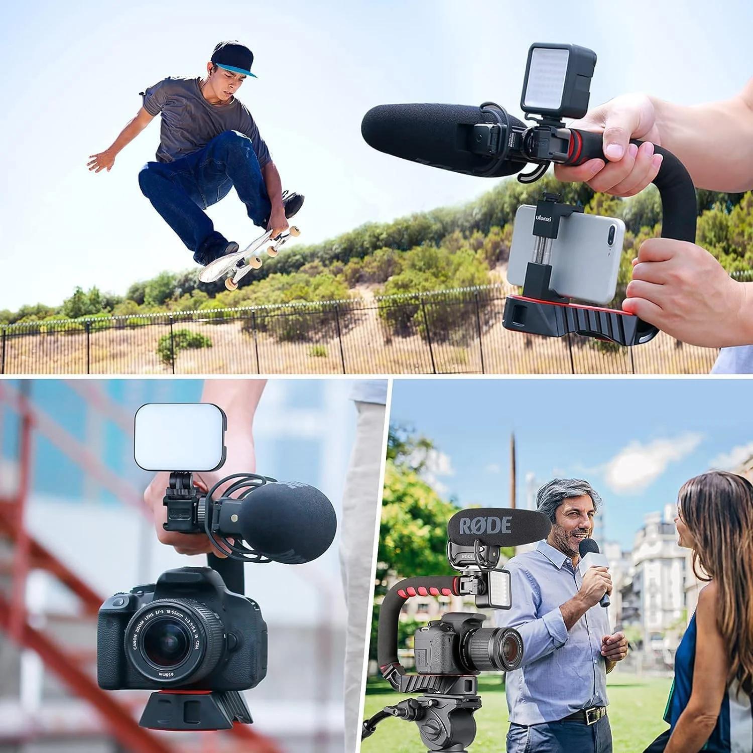 ULANZI U-Grip Pro Handheld Video Rig Steadicam with Triple Cold Shoe, Stabilizing Handle Grip Compatible for iPhone Xs 8 7plus GoPro 7 6 5 Canon NikonSony DSLR Cameras ULANZI U-Grip Pro Handheld Video Rig Steadicam with Triple Cold Shoe, Stabilizing Handle Grip Compatible for iPhone Xs 8 7plus GoPro 7 6 5 Canon NikonSony DSLR Cameras