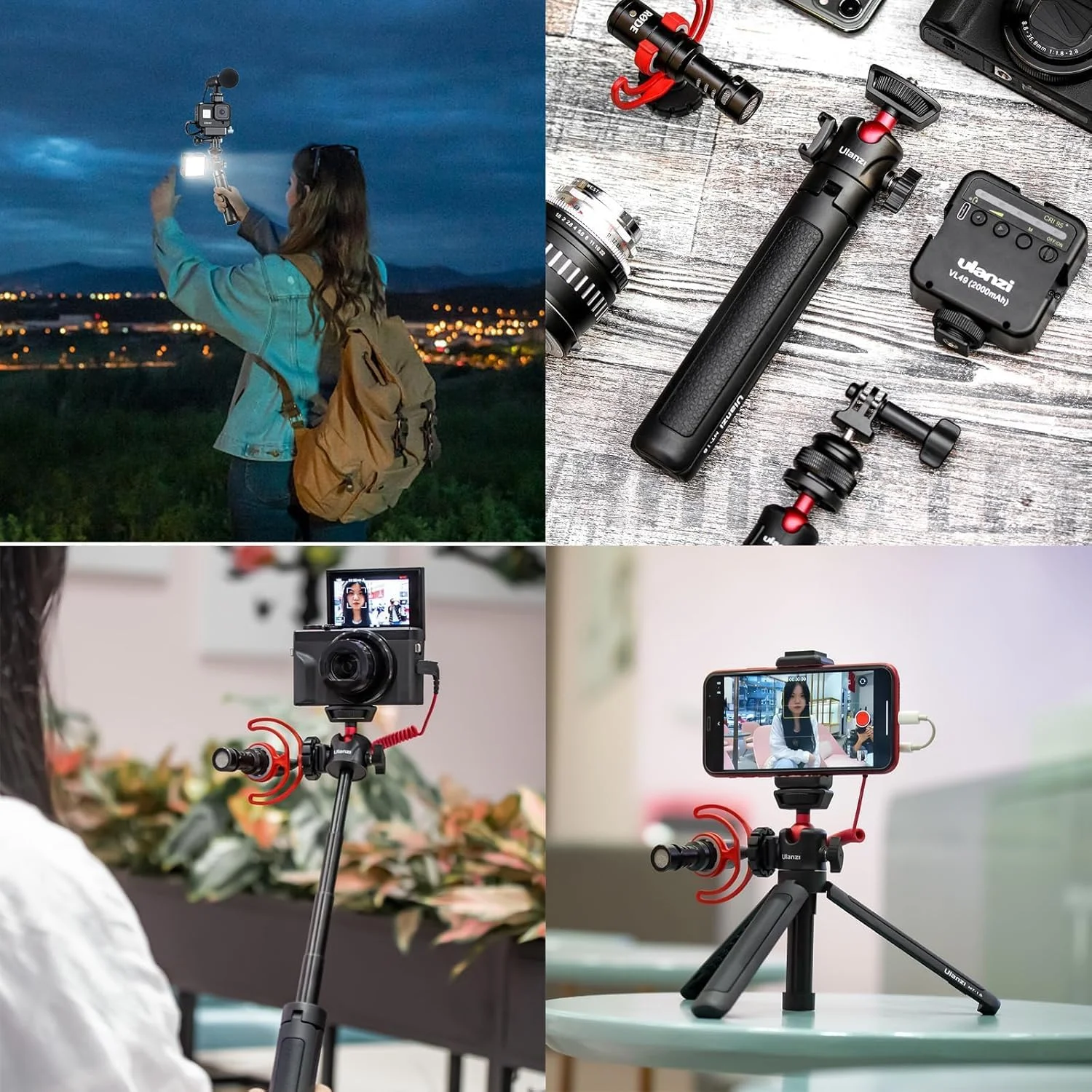 MT-16 Extendable Phone Camera Tripod, 4 Levels Adjustment 360° Ball Head Cold Shoe Lightweight Portable Vlog Travel Selfie Stick Handle Grip Desktop Webcam Tripod MT-16 Extendable Phone Camera Tripod, 4 Levels Adjustment 360° Ball Head Cold Shoe Lightweight Portable Vlog Travel Selfie Stick Handle Grip Desktop Webcam Tripod
