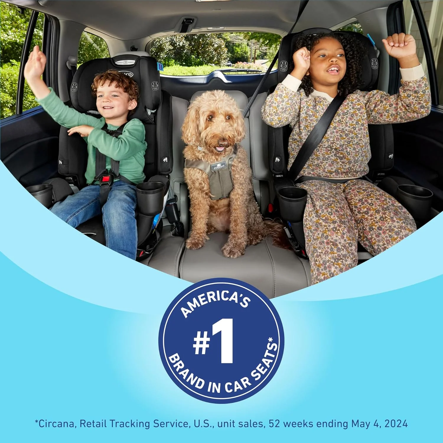 صندلی خودرو گراکو اسلیم فیت 3 در 1 - طراحی باریک و راحت، صرفه جویی در فضا در صندلی عقب خودروی شما، دارسی، سایز واحد