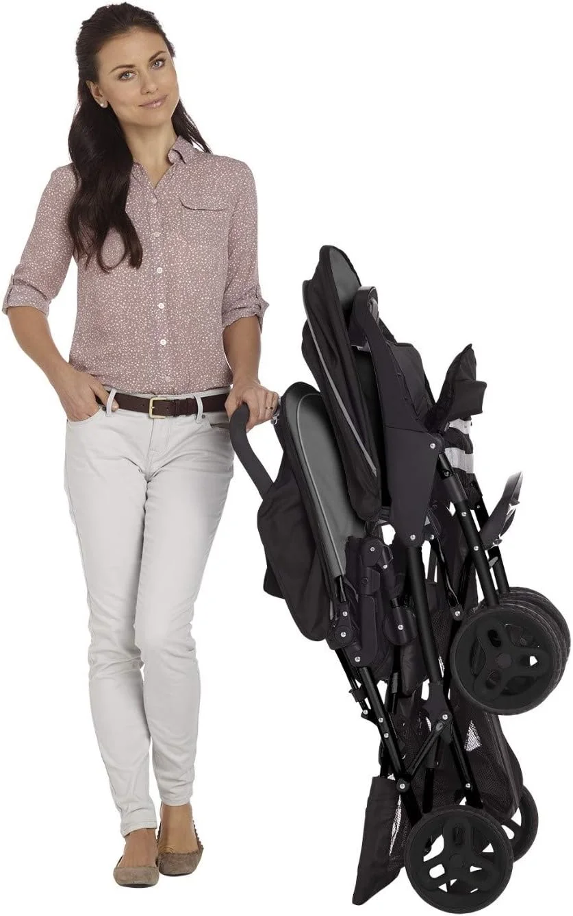 کالسکه دوقلو گراکو مدل Stadium Duo Tandem - مناسب از بدو تولد تا تقریباً 3 سالگی (15 کیلوگرم). سازگار با صندلی ماشین کودک SnugEssentials iSize، رنگ مشکی/خاکستری کالسکه دوقلو گراکو مدل Stadium Duo Tandem - مناسب از بدو تولد تا تقریباً 3 سالگی (15 کیلوگرم). سازگار با صندلی ماشین کودک SnugEssentials iSize، رنگ مشکی/خاکستری