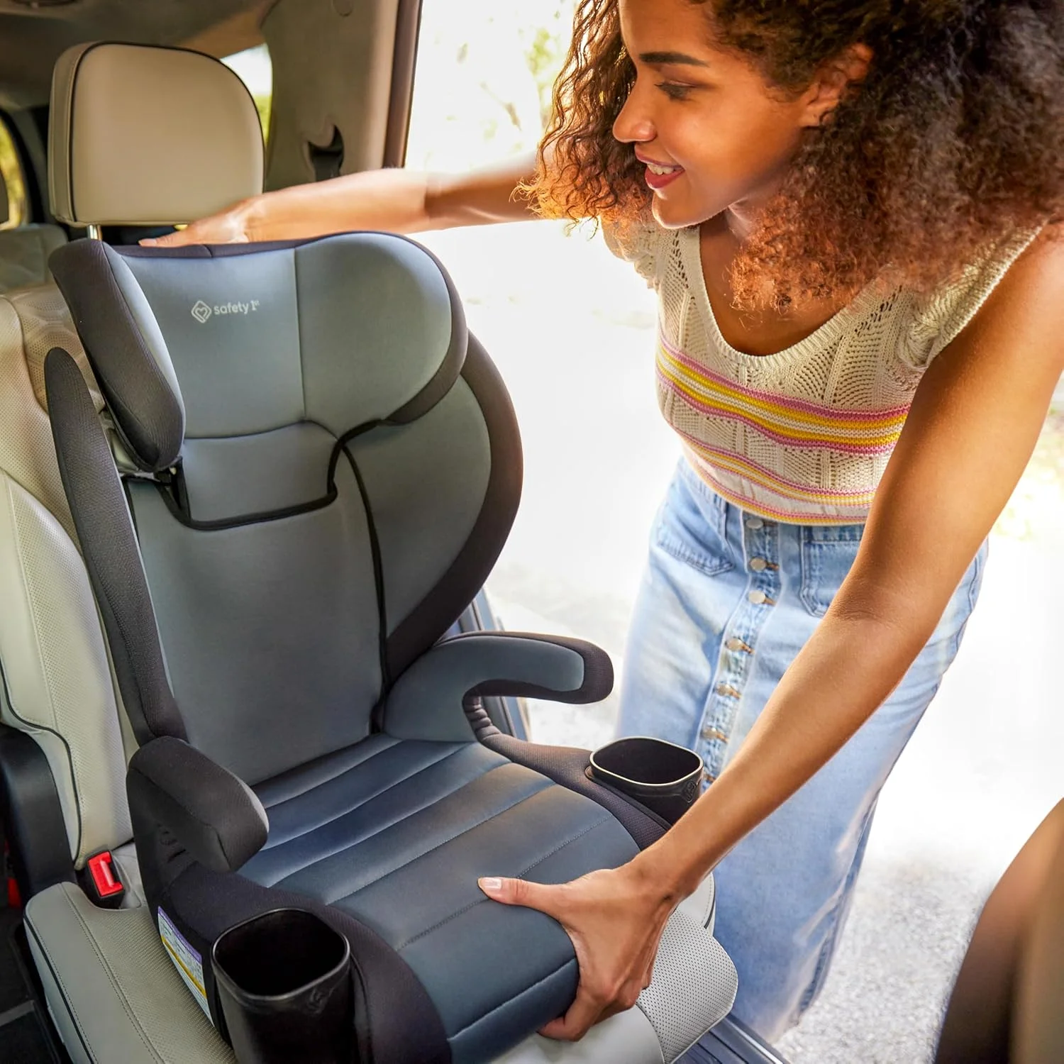 Safety 1st Grow and Go 2-in-1 Booster Car Seat with ComfortWings, Converts High-Back to Backless, 19" Wide, Fits 3 Across, Lightweight, Foldable, Easy-Clean, Cup Holders, 40-100 lbs, Beach Wave Safety 1st Grow and Go 2-in-1 Booster Car Seat with ComfortWings, Converts High-Back to Backless, 19" Wide, Fits 3 Across, Lightweight, Foldable, Easy-Clean, Cup Holders, 40-100 lbs, Beach Wave