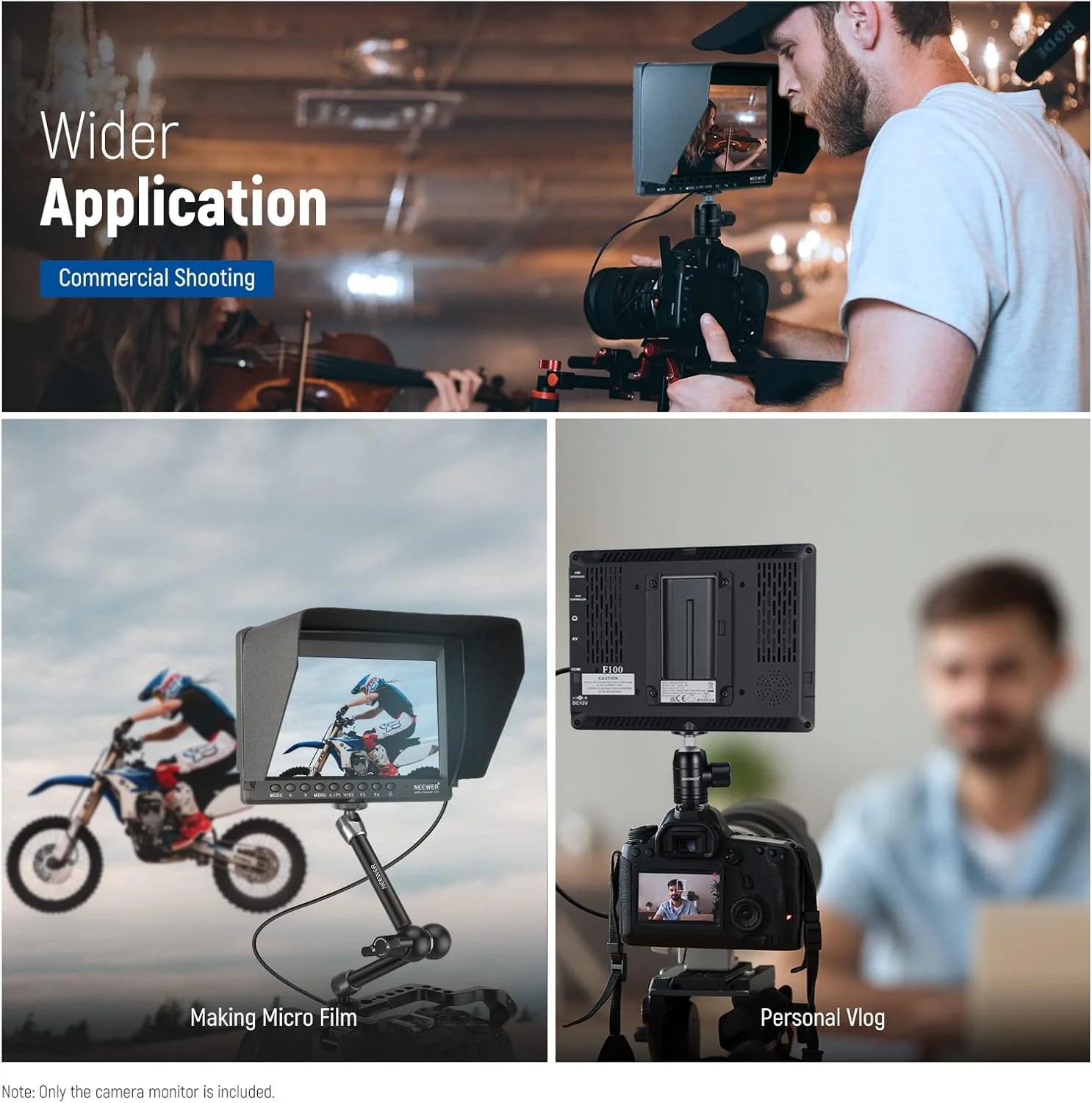 مانیتور فیلمبرداری 7 اینچی دوربین NEEWER مدل F100 با کیفیت HD، صفحه نمایش باریک IPS با رزولوشن 1280x800، ورودی HDMI و پشتیبانی از 1080p به همراه باتری 2600mAh و شارژر USB برای دوربین های DSLR، استابلایزر دستی و تجهیزات فیلم سازی مانیتور فیلمبرداری 7 اینچی دوربین NEEWER مدل F100 با کیفیت HD، صفحه نمایش باریک IPS با رزولوشن 1280x800، ورودی HDMI و پشتیبانی از 1080p به همراه باتری 2600mAh و شارژر USB برای دوربین های DSLR، استابلایزر دستی و تجهیزات فیلم سازی