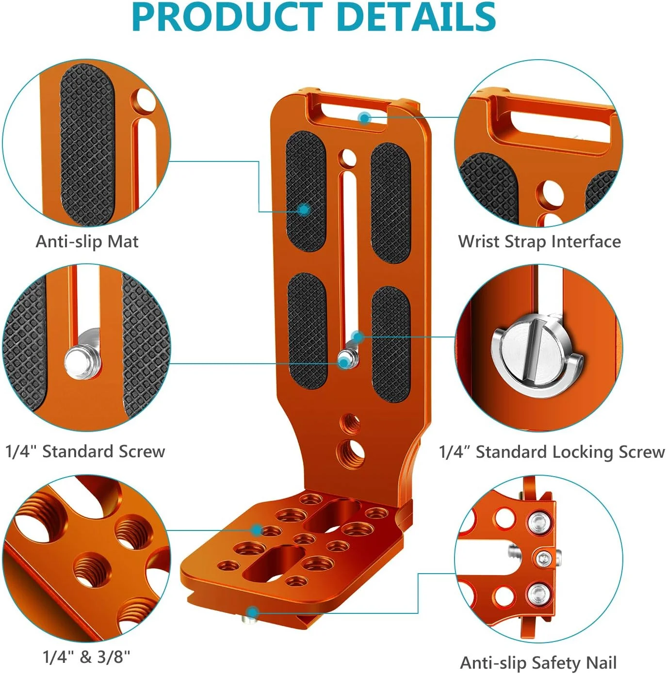 NEEWER L Shape Bracket Vertical QR Plate Universal DSLR Camera L Bracket with 1/4” Screw Arca Base Compatible with DJI Ronin Zhiyun Weebill Nikon Canon Sony Panasonic DSLR Camera