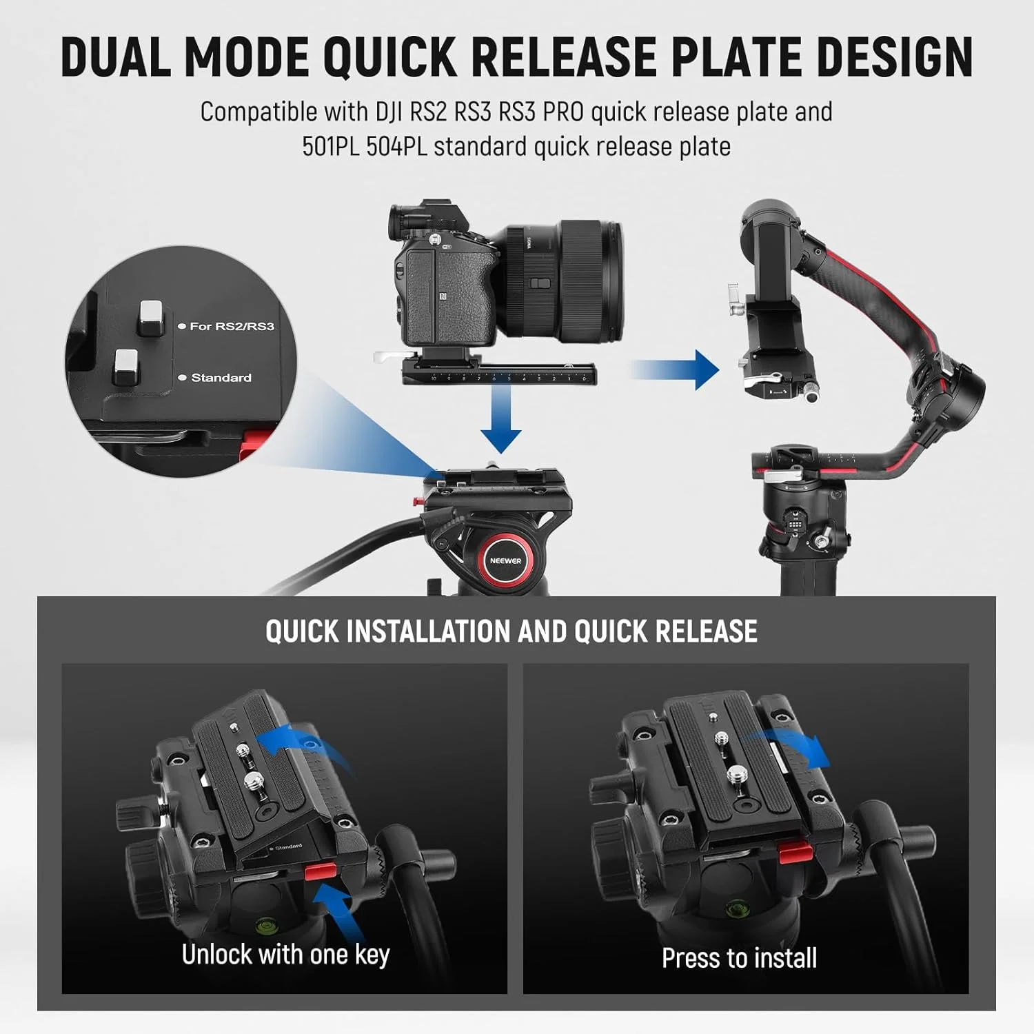 NEEWER 74 Inch Pro Video Tripod with Fluid Head, QR Plate Compatible with DJI RS Gimbals, Durable Camera Tripod with Telescopic Handle Scaled Base for DSLR, Max. Load 17.6 lb/8 kg, TP74 NEEWER 74 Inch Pro Video Tripod with Fluid Head, QR Plate Compatible with DJI RS Gimbals, Durable Camera Tripod with Telescopic Handle Scaled Base for DSLR, Max. Load 17.6 lb/8 kg, TP74