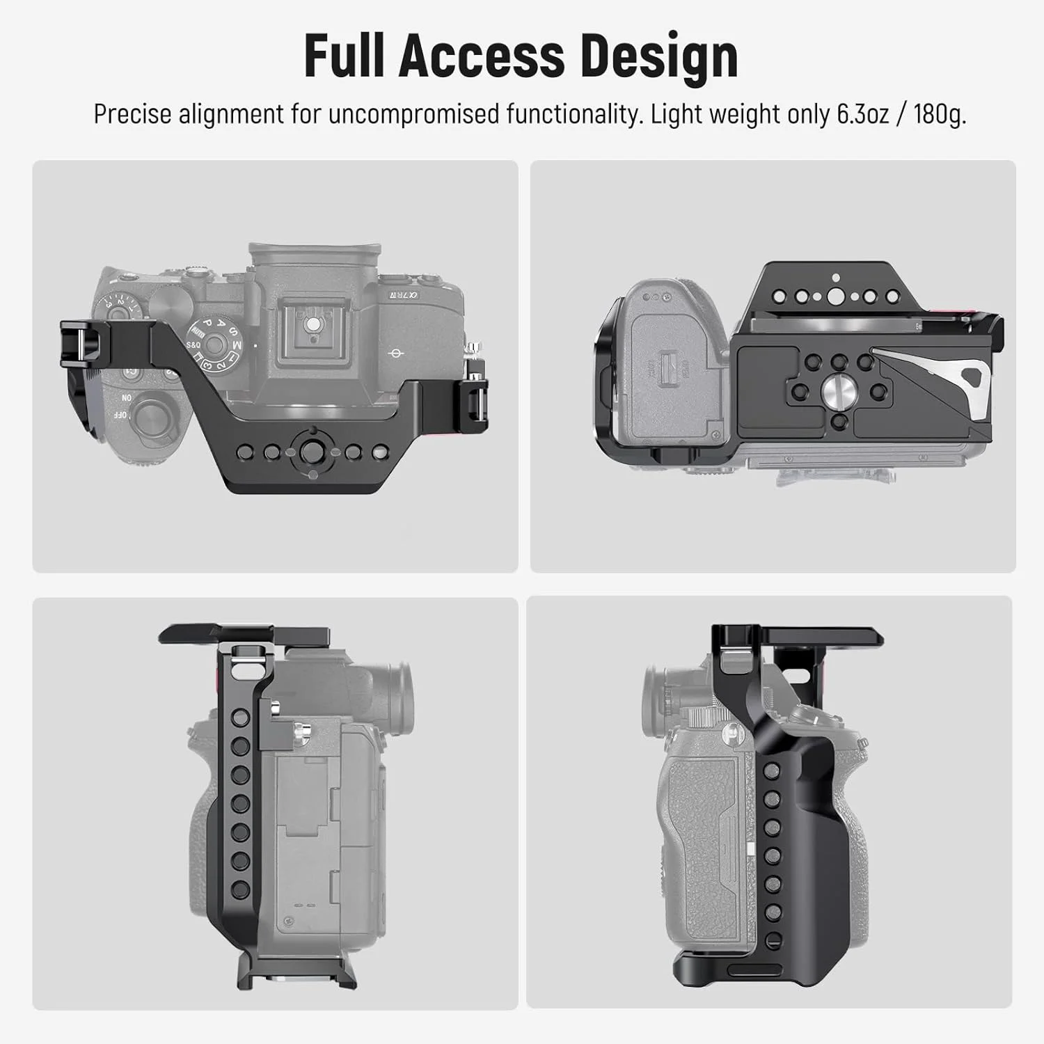 NEEWER Full Camera Cage Compatible with Sony a7 IV/a7R IV/a7S III/a1, Aluminum Alloy Video Camera Rig with Full Access/Arca Type QR Base for Quick Switch, Compatible with DJI RS Stabilizers, CA004 NEEWER Full Camera Cage Compatible with Sony a7 IV/a7R IV/a7S III/a1, Aluminum Alloy Video Camera Rig with Full Access/Arca Type QR Base for Quick Switch, Compatible with DJI RS Stabilizers, CA004
