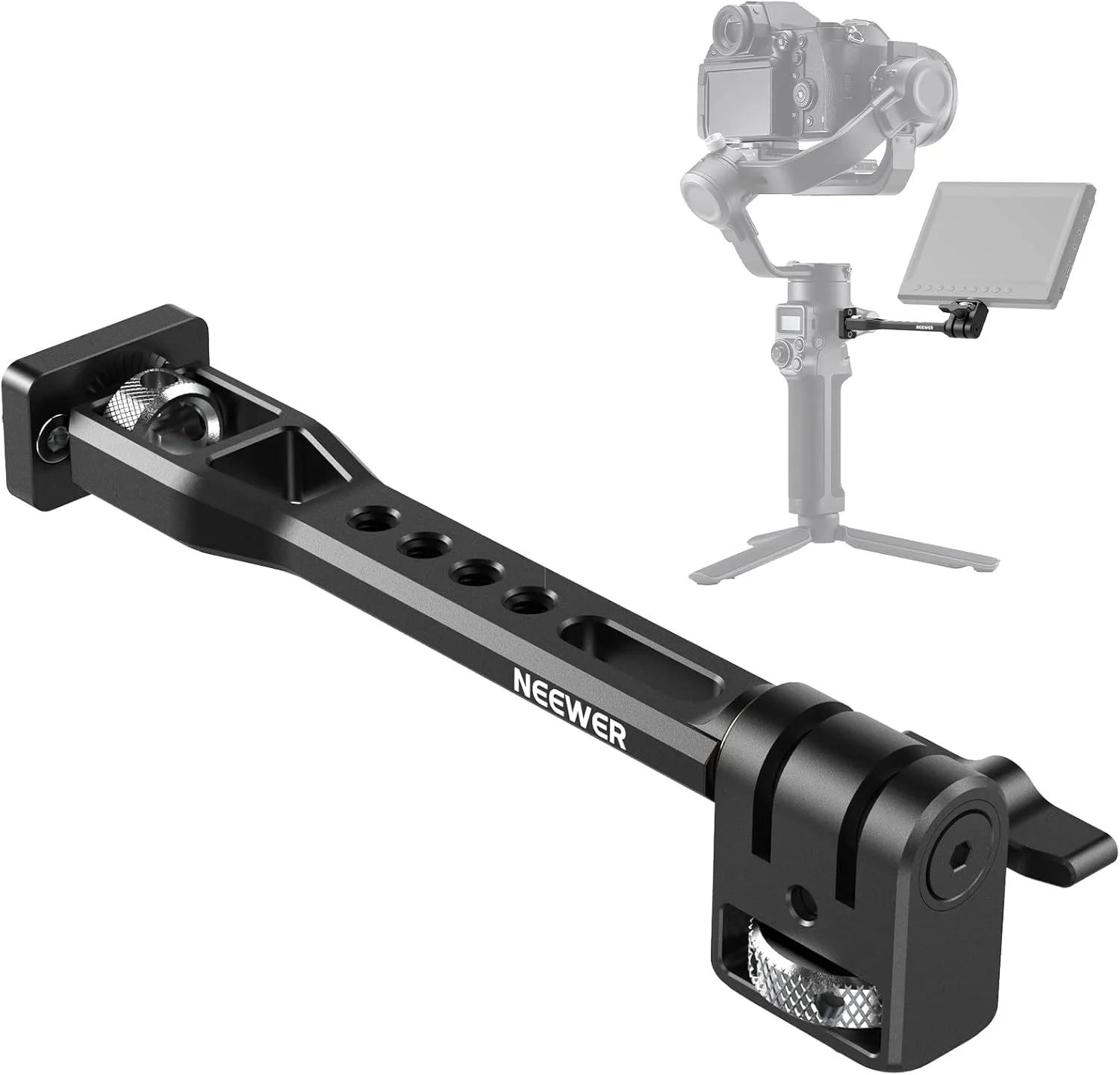 نگهدارنده مانیتور صحرایی قابل تنظیم NEEWER، نگهدارنده مانیتور دوربین با چرخش 360 درجه با رزوه 1/4 اینچی، سازگار با گیمبال های DJI RS 2 RSC 2 RS 3 RS 3 Pro ZHIYUN Crane 2S Crane 3 3S WEEBILL-S MOZA، GA005