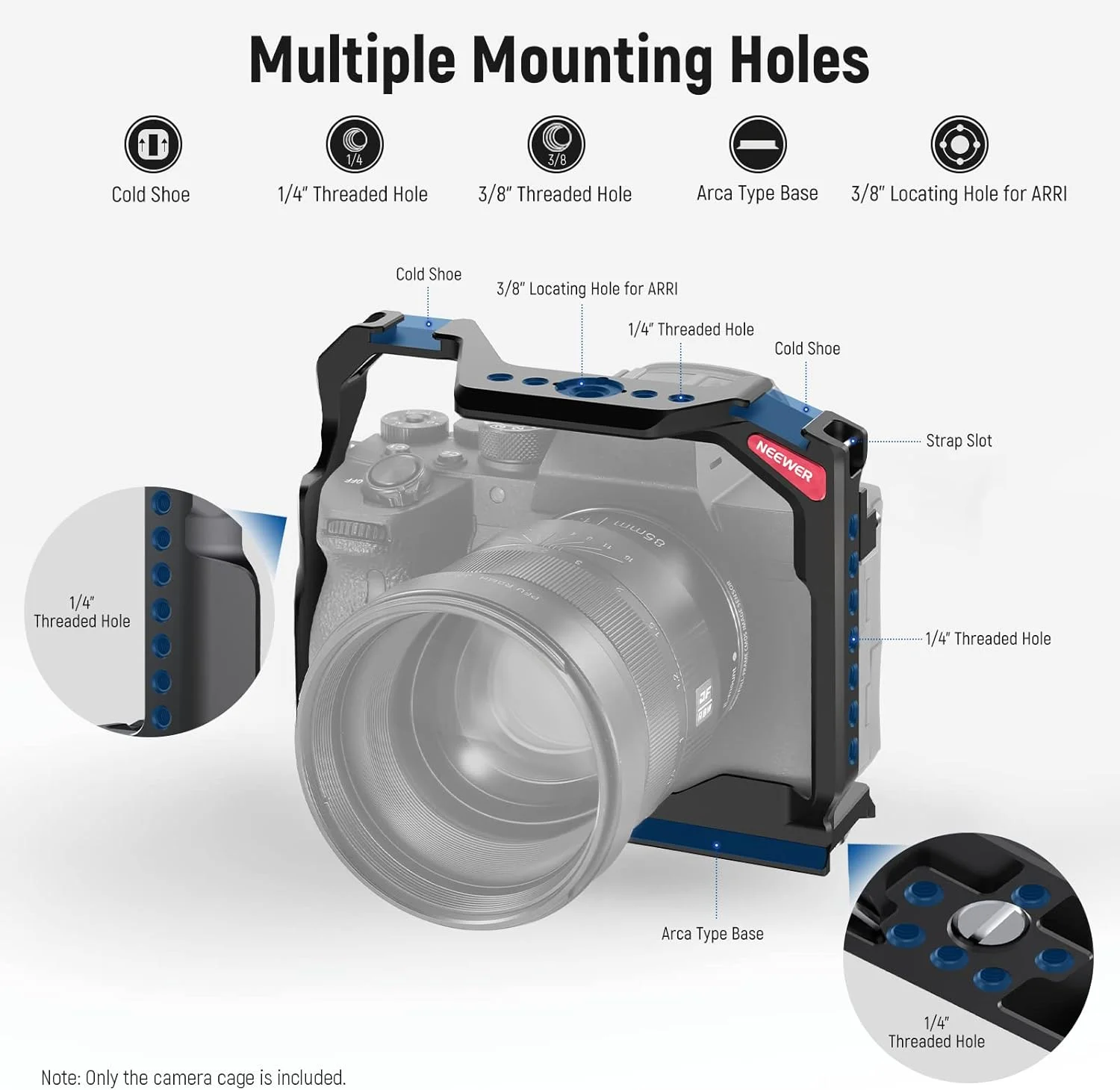 NEEWER Full Camera Cage Compatible with Sony a7 IV/a7R IV/a7S III/a1, Aluminum Alloy Video Camera Rig with Full Access/Arca Type QR Base for Quick Switch, Compatible with DJI RS Stabilizers, CA004 NEEWER Full Camera Cage Compatible with Sony a7 IV/a7R IV/a7S III/a1, Aluminum Alloy Video Camera Rig with Full Access/Arca Type QR Base for Quick Switch, Compatible with DJI RS Stabilizers, CA004