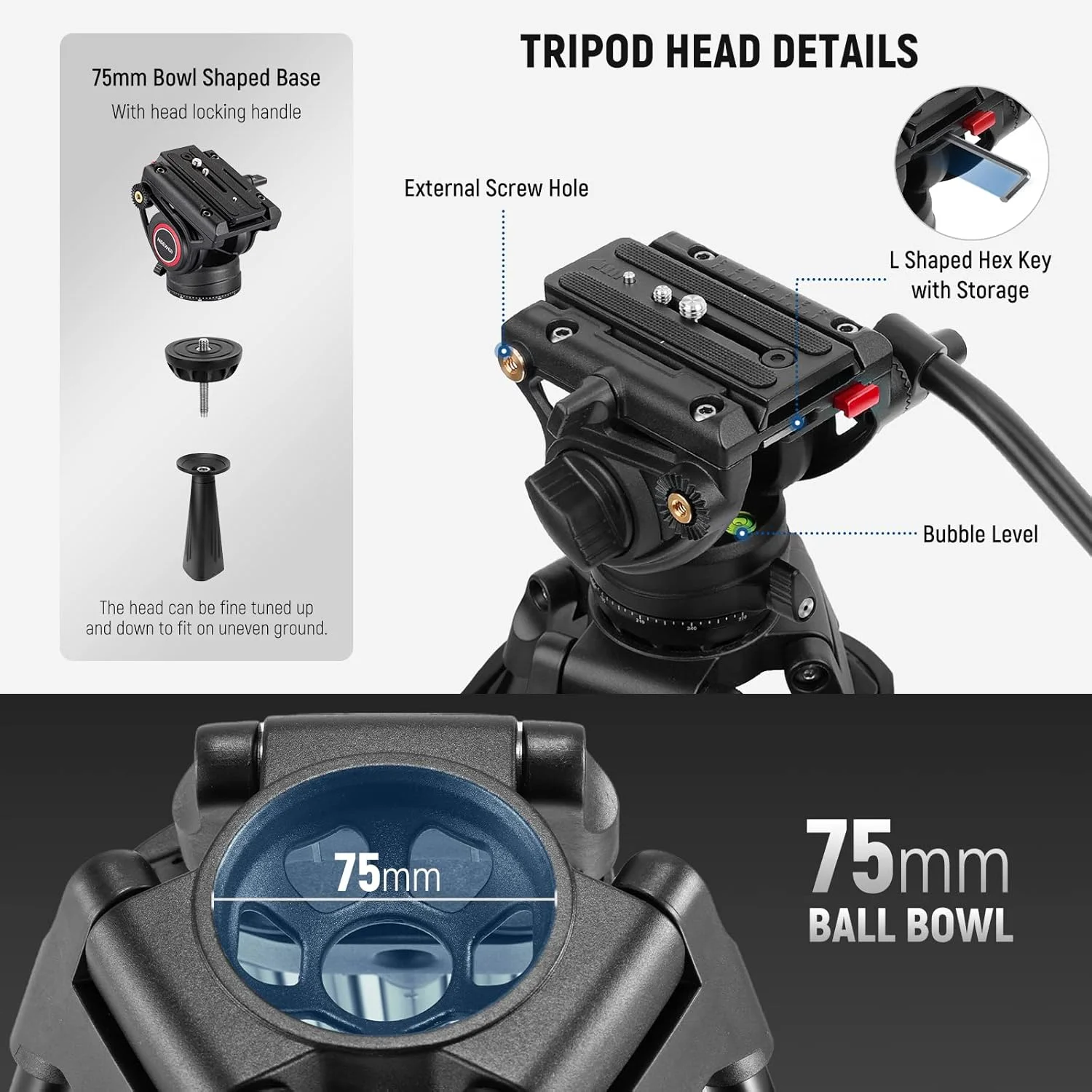 NEEWER 74 Inch Pro Video Tripod with Fluid Head, QR Plate Compatible with DJI RS Gimbals, Durable Camera Tripod with Telescopic Handle Scaled Base for DSLR, Max. Load 17.6 lb/8 kg, TP74 NEEWER 74 Inch Pro Video Tripod with Fluid Head, QR Plate Compatible with DJI RS Gimbals, Durable Camera Tripod with Telescopic Handle Scaled Base for DSLR, Max. Load 17.6 lb/8 kg, TP74