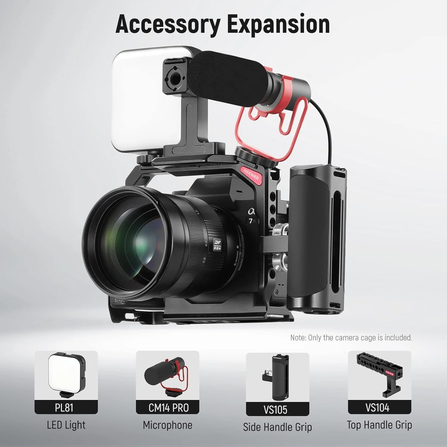 NEEWER Full Camera Cage Compatible with Sony a7 IV/a7R IV/a7S III/a1, Aluminum Alloy Video Camera Rig with Full Access/Arca Type QR Base for Quick Switch, Compatible with DJI RS Stabilizers, CA004 NEEWER Full Camera Cage Compatible with Sony a7 IV/a7R IV/a7S III/a1, Aluminum Alloy Video Camera Rig with Full Access/Arca Type QR Base for Quick Switch, Compatible with DJI RS Stabilizers, CA004