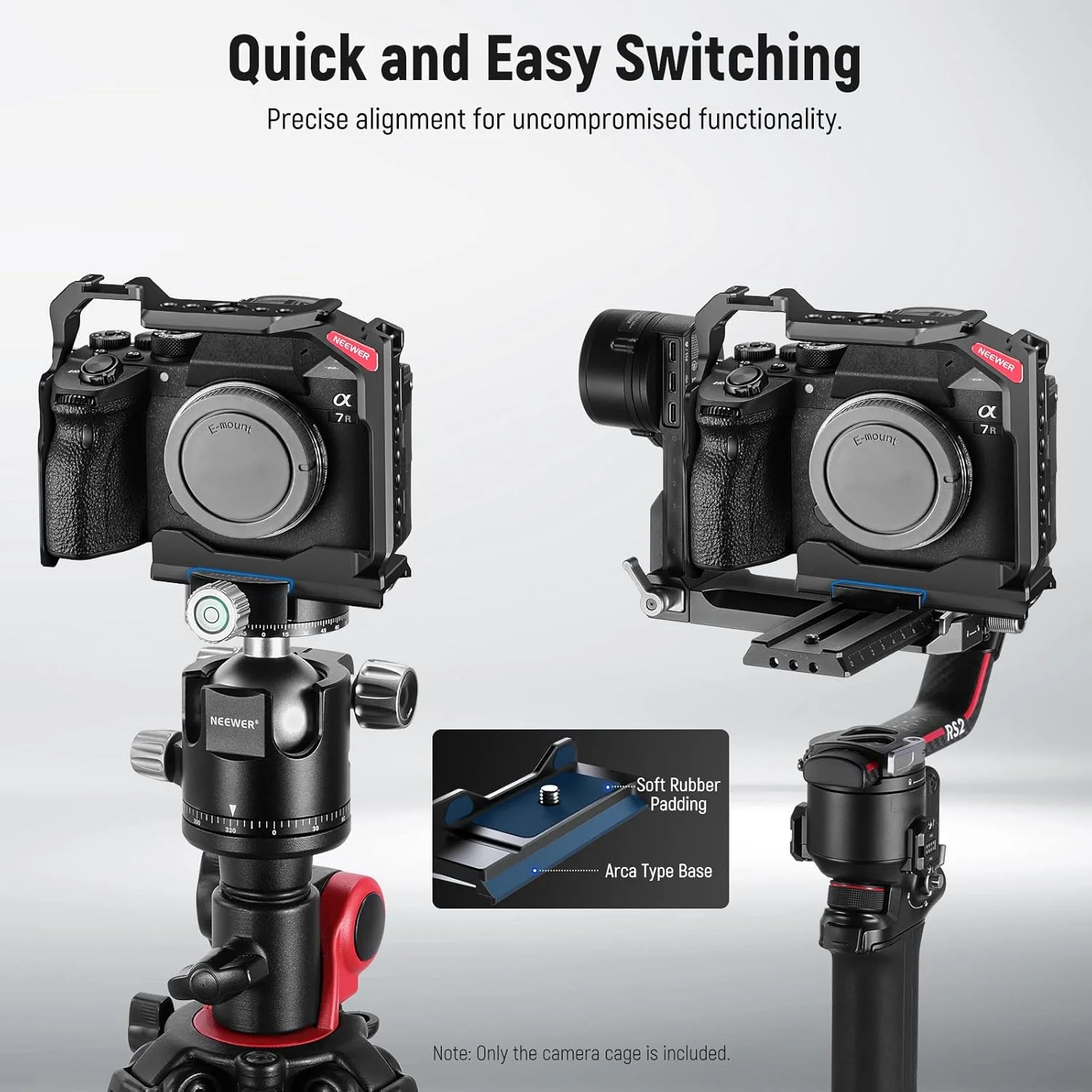 NEEWER Full Camera Cage Compatible with Sony a7 IV/a7R IV/a7S III/a1, Aluminum Alloy Video Camera Rig with Full Access/Arca Type QR Base for Quick Switch, Compatible with DJI RS Stabilizers, CA004 NEEWER Full Camera Cage Compatible with Sony a7 IV/a7R IV/a7S III/a1, Aluminum Alloy Video Camera Rig with Full Access/Arca Type QR Base for Quick Switch, Compatible with DJI RS Stabilizers, CA004