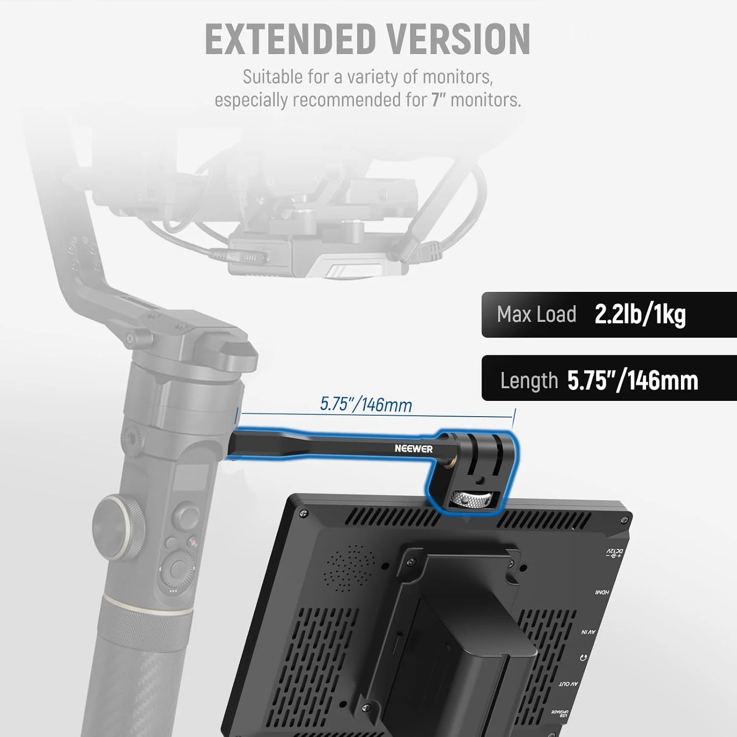 نگهدارنده مانیتور صحرایی قابل تنظیم NEEWER، نگهدارنده مانیتور دوربین با چرخش 360 درجه با رزوه 1/4 اینچی، سازگار با گیمبال های DJI RS 2 RSC 2 RS 3 RS 3 Pro ZHIYUN Crane 2S Crane 3 3S WEEBILL-S MOZA، GA005 نگهدارنده مانیتور صحرایی قابل تنظیم NEEWER، نگهدارنده مانیتور دوربین با چرخش 360 درجه با رزوه 1/4 اینچی، سازگار با گیمبال های DJI RS 2 RSC 2 RS 3 RS 3 Pro ZHIYUN Crane 2S Crane 3 3S WEEBILL-S MOZA، GA005