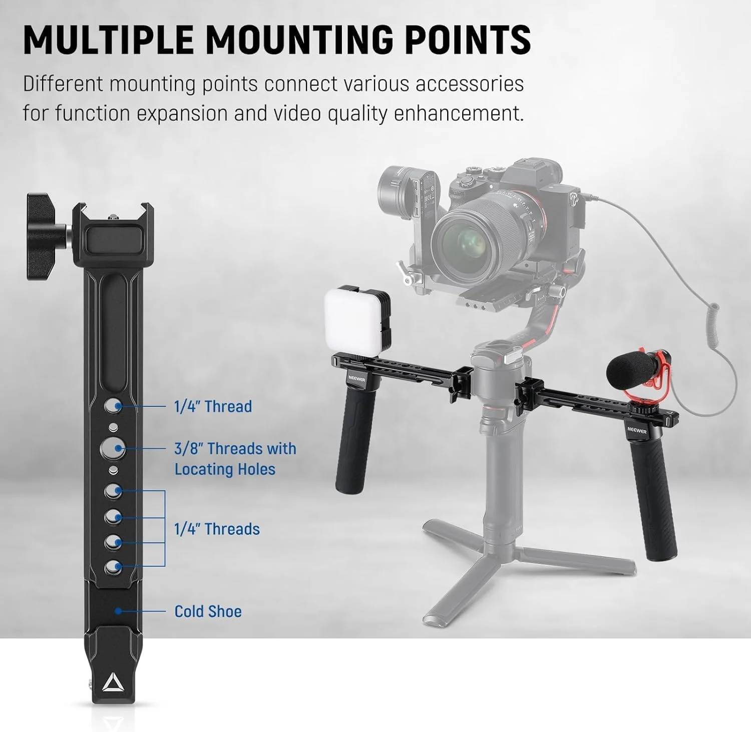 نگهدارنده دوگانه NEEWER سازگار با DJI RS4 RS4 Pro RS3 RS3 Pro RS2 RSC2 Ronin S SC Gimbal، کیت دسته دوگانه با 2 ریل مینی ناتو، گیره های ناتو با رهاسازی سریع، رزوه های 1/4 اینچی و 3/8 اینچی، GA006 نگهدارنده دوگانه NEEWER سازگار با DJI RS4 RS4 Pro RS3 RS3 Pro RS2 RSC2 Ronin S SC Gimbal، کیت دسته دوگانه با 2 ریل مینی ناتو، گیره های ناتو با رهاسازی سریع، رزوه های 1/4 اینچی و 3/8 اینچی، GA006