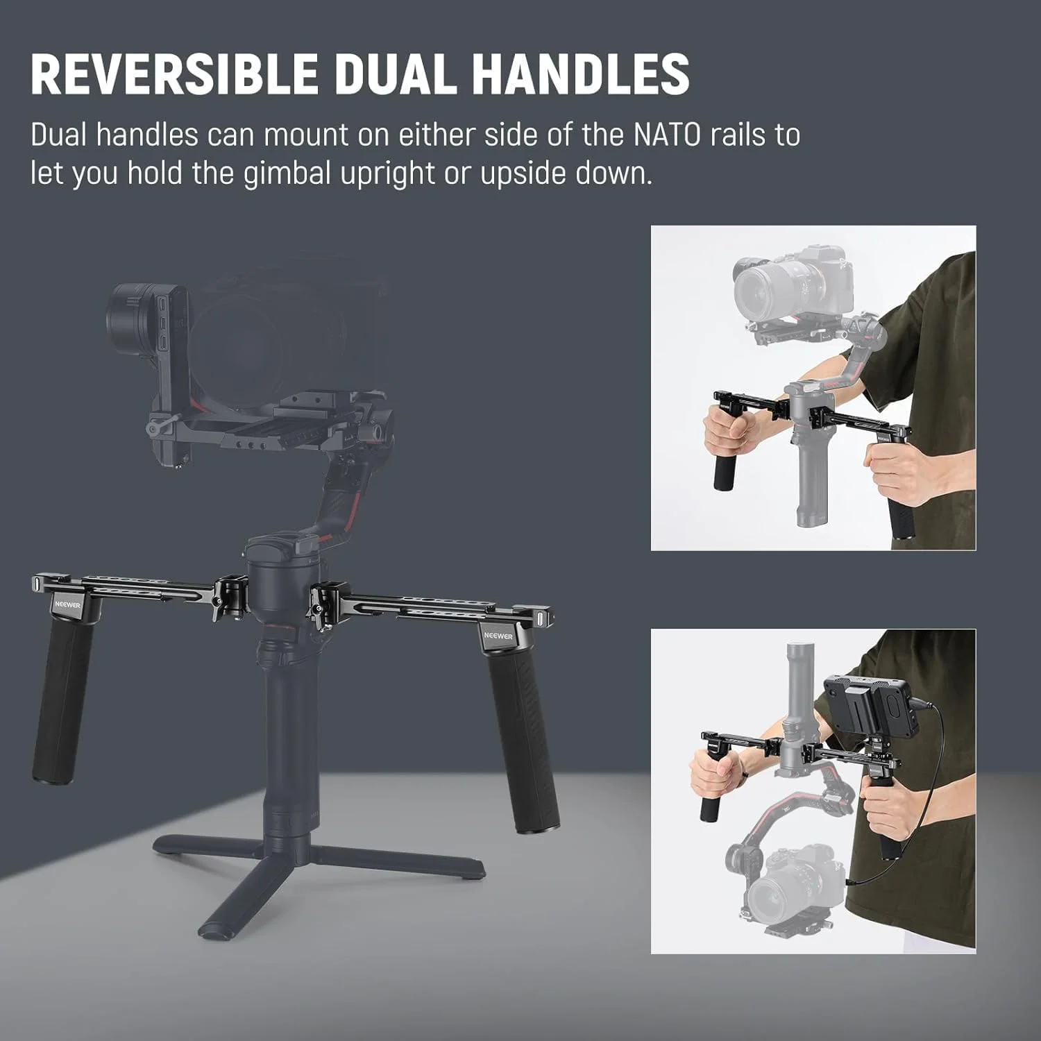 نگهدارنده دوگانه NEEWER سازگار با DJI RS4 RS4 Pro RS3 RS3 Pro RS2 RSC2 Ronin S SC Gimbal، کیت دسته دوگانه با 2 ریل مینی ناتو، گیره های ناتو با رهاسازی سریع، رزوه های 1/4 اینچی و 3/8 اینچی، GA006 نگهدارنده دوگانه NEEWER سازگار با DJI RS4 RS4 Pro RS3 RS3 Pro RS2 RSC2 Ronin S SC Gimbal، کیت دسته دوگانه با 2 ریل مینی ناتو، گیره های ناتو با رهاسازی سریع، رزوه های 1/4 اینچی و 3/8 اینچی، GA006