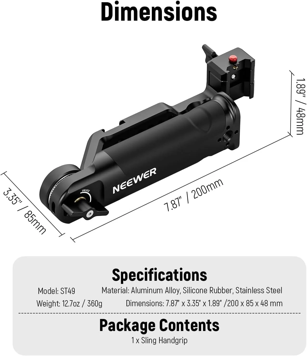 دسته اسلینگ قابل تنظیم نیوئر سازگار با گیمبالهای DJI Ronin RS4 RS3 Mini RS 3 Pro RS 2 RSC 2 برای تصویربرداری از زاویه پایین، حداکثر تحمل وزن 6 کیلوگرم، مدل ST49 دسته اسلینگ قابل تنظیم نیوئر سازگار با گیمبالهای DJI Ronin RS4 RS3 Mini RS 3 Pro RS 2 RSC 2 برای تصویربرداری از زاویه پایین، حداکثر تحمل وزن 6 کیلوگرم، مدل ST49