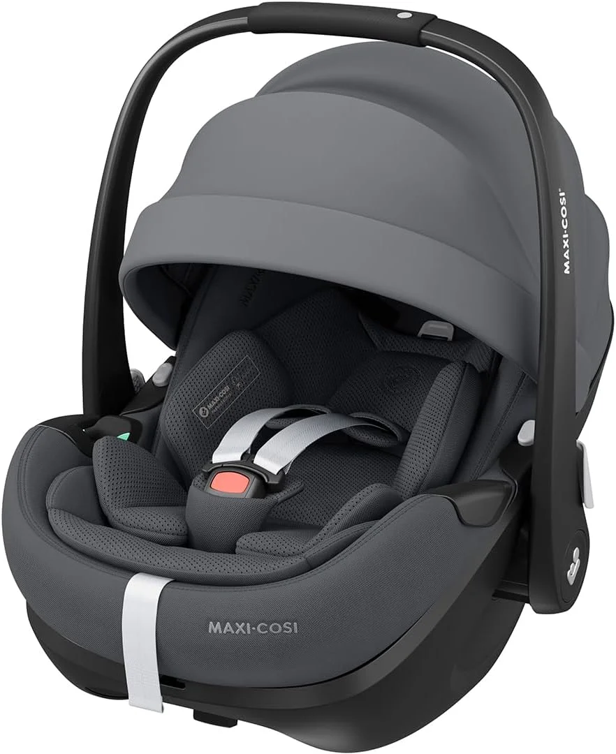 صندلی ماشین کودک Maxi-Cosi Pebble 360 Pro2، چرخش 360 درجه، محافظت از ضربه جانبی G-Cell، حالت کاملا خوابیده، کنترل دمای ClimaFlow، 0-18 ماه، گرافیت ضروری