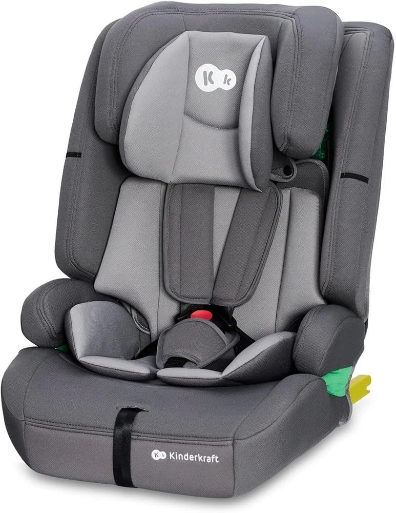 صندلی خودرو کودک Kinderkraft - SAFETY FIX 2 i-Size تاشو، سبک و جمع و جور - مناسب برای 15 ماه تا 12 سال (9-36 کیلوگرم) با ISOFIX | محافظ H-Guard + محافظ جانبی - خاکستری