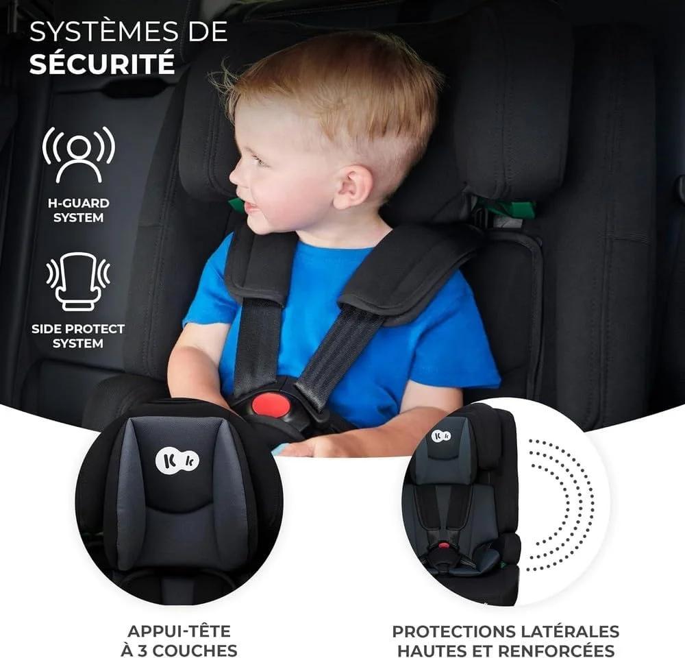 صندلی خودرو کودک Kinderkraft - SAFETY FIX 2 i-Size تاشو، سبک و جمع و جور - مناسب برای 15 ماه تا 12 سال (9-36 کیلوگرم) با ISOFIX | محافظ H-Guard + محافظ جانبی - خاکستری