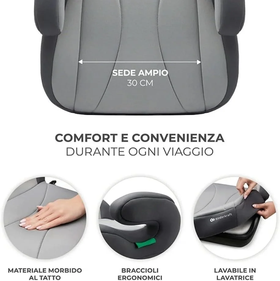 صندلی بوستر سبک وزن کودک/نوزاد/بچه Kinderkraft I-Boost - مناسب برای 4 سال به بالا - خاکستری