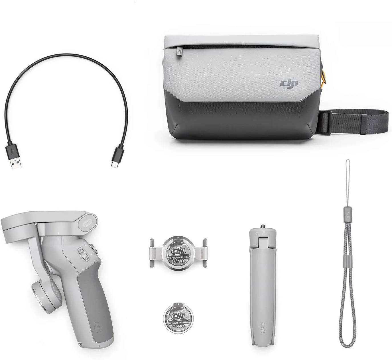 DJI OM 4 Combo شامل کیف کمری DJI و سه پایه گریپ، گیمبال تثبیت کننده 3 محوره تلفن هوشمند برای فیلمبرداری زنده یوتیوب و ولاگ برای آیفون و اندروید