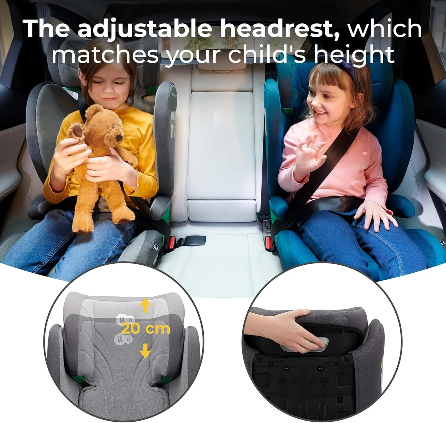 صندلی ماشین کودک Kinderkraft JUNIOR FIX 2 - i-Size سبک و جمع و جور تبدیل شونده - 3.5 تا 12 سال (100-150 سانتی متر) با ISOFIX | محافظ H + محافظ جانبی - خاکستری موشکی