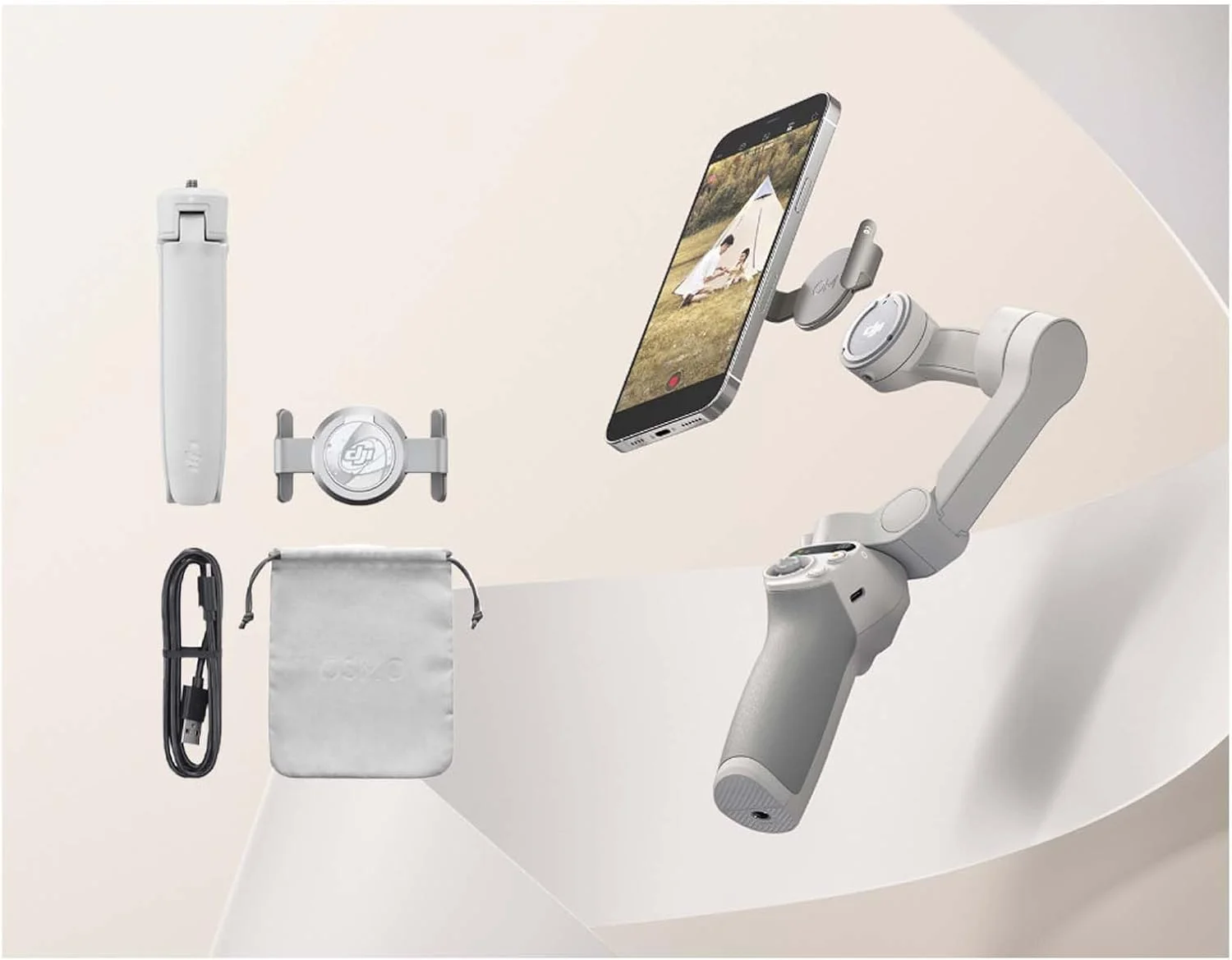 DJI Osmo Mobile SE لرزشگیر گیمبال 3 محوره تلفن هوشمند، گیمبال تلفن برای آیفون، اندروید، ShotGuides، ActiveTrack 6.0، لرزشگیر ولاگینگ برای TikTok، مسافرت، یوتیوب، با MSD 256 گیگابایتی