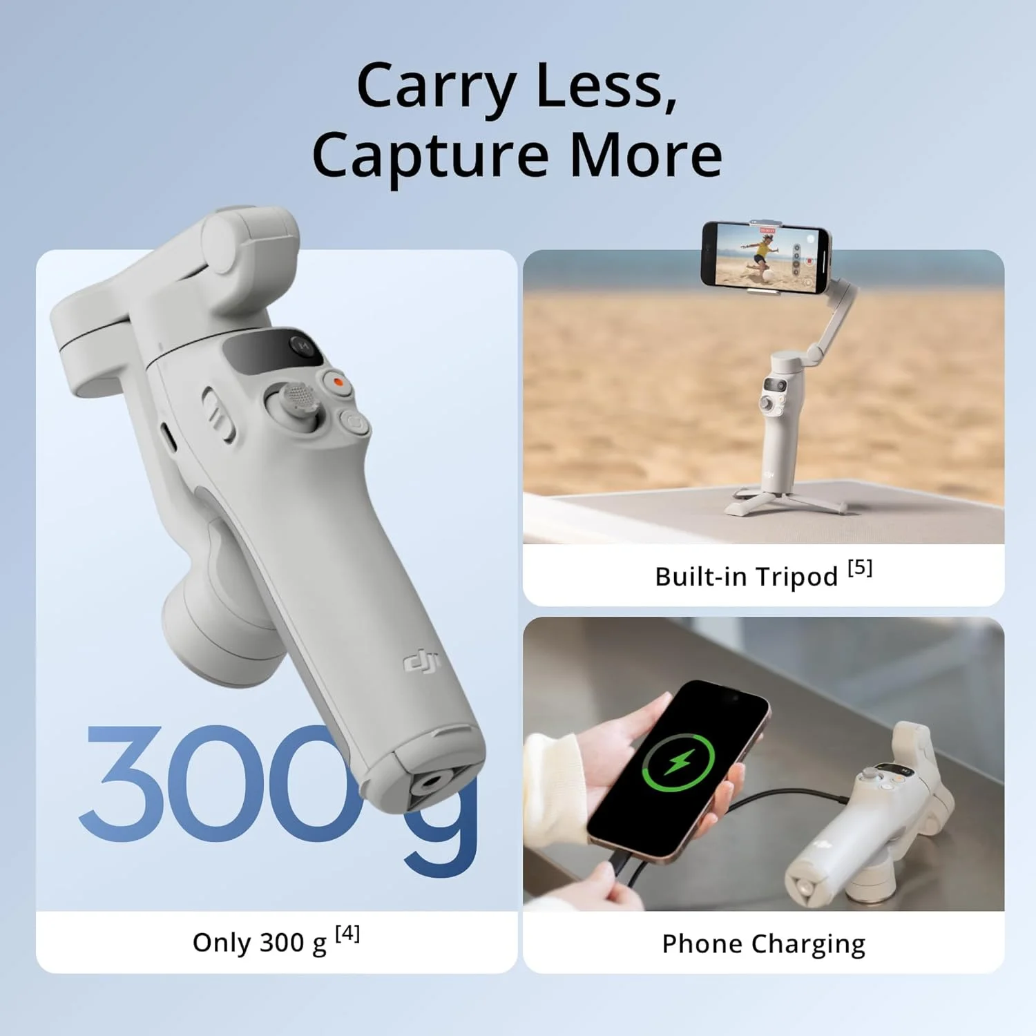 DJI Osmo Mobile 7 گیمبال استابلایزر برای آیفون، اندروید، سه پایه داخلی، گریپ راحت، گیمبال تلفن 3 محوره، ActiveTrack 7.0، ویرایش OneTap، شارژ تلفن، نسخه امارات