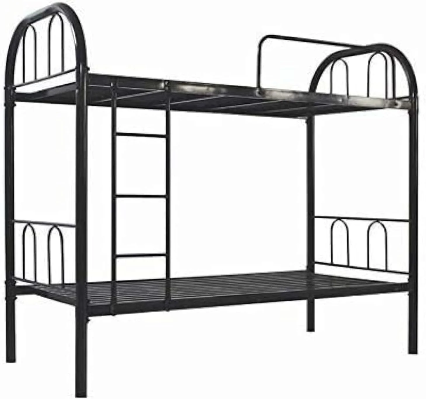 تخت دو طبقه فلزی رنگ مشکی - تخت دو طبقه با پوشش رنگ پودری برای کودکان - تخت دو طبقه یک نفره - تخت دو طبقه کودک (190 طول x 90 عرض x 170 ارتفاع) - دارای پیچ و مهره، نردبان و محافظ جانبی