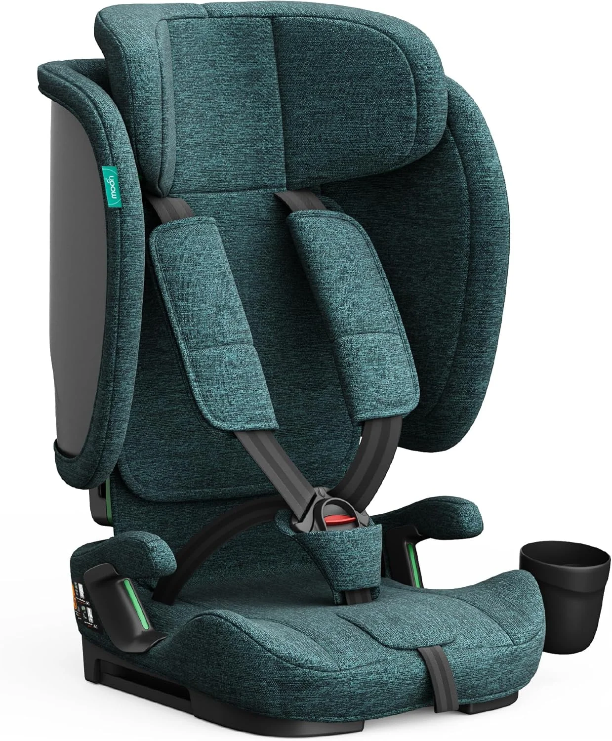 The Moon Brand Folda Plus Foldable Car Seat for Kids, Group 1/2/3 (15 Months – 12 Years, 9-36 kg), i-Size ECE R129 Certified, Removable Cup Holder & Base, Travel Friendly with Carry Bag-Green