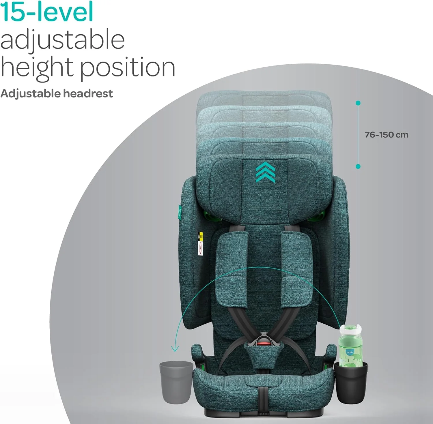 The Moon Brand Folda Plus Foldable Car Seat for Kids, Group 1/2/3 (15 Months – 12 Years, 9-36 kg), i-Size ECE R129 Certified, Removable Cup Holder & Base, Travel Friendly with Carry Bag-Green The Moon Brand Folda Plus Foldable Car Seat for Kids, Group 1/2/3 (15 Months – 12 Years, 9-36 kg), i-Size ECE R129 Certified, Removable Cup Holder & Base, Travel Friendly with Carry Bag-Green