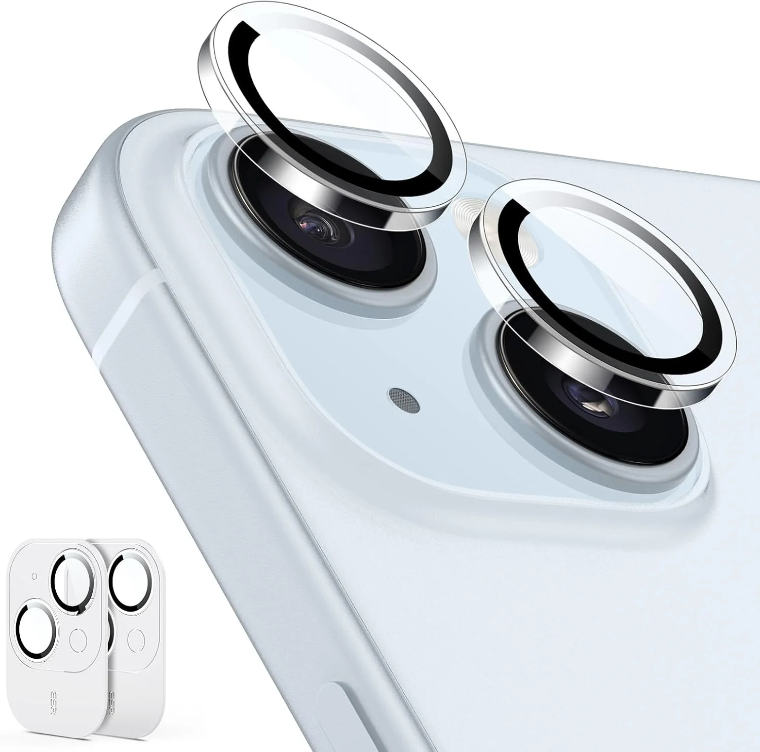 محافظ لنز دوربین Armorite ESR، سازگار با آیفون 15/15 پلاس، شفاف، بسته 2 عددی