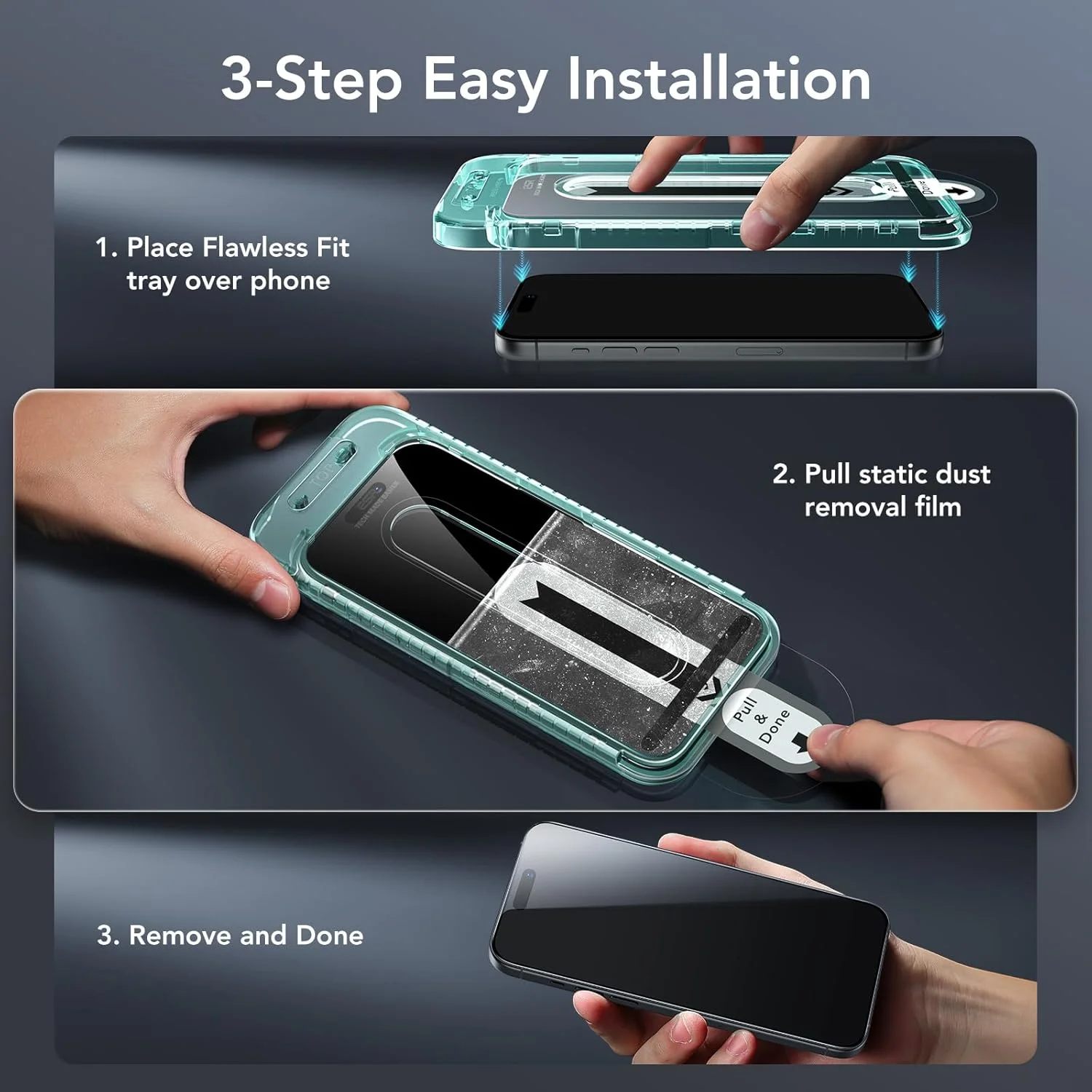 مجموعه محافظ صفحه نمایش آرمورایت ESR (بسته 3+2) برای آیفون 15 پرو مکس، فیلم شیشه ای سخت شده فوق العاده مقاوم با لبه مشکی به همراه سینی نصب بی نقص، بسته 3 عددی به همراه 2 مجموعه محافظ لنز دوربین جداگانه مجموعه محافظ صفحه نمایش آرمورایت ESR (بسته 3+2) برای آیفون 15 پرو مکس، فیلم شیشه ای سخت شده فوق العاده مقاوم با لبه مشکی به همراه سینی نصب بی نقص، بسته 3 عددی به همراه 2 مجموعه محافظ لنز دوربین جداگانه