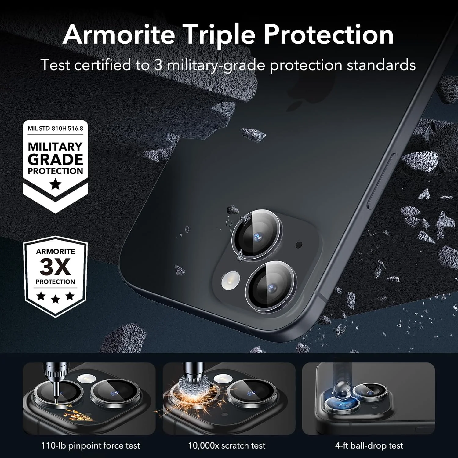 محافظ لنز دوربین Armorite ESR، سازگار با آیفون 15/15 پلاس، شفاف، بسته 2 عددی محافظ لنز دوربین Armorite ESR، سازگار با آیفون 15/15 پلاس، شفاف، بسته 2 عددی